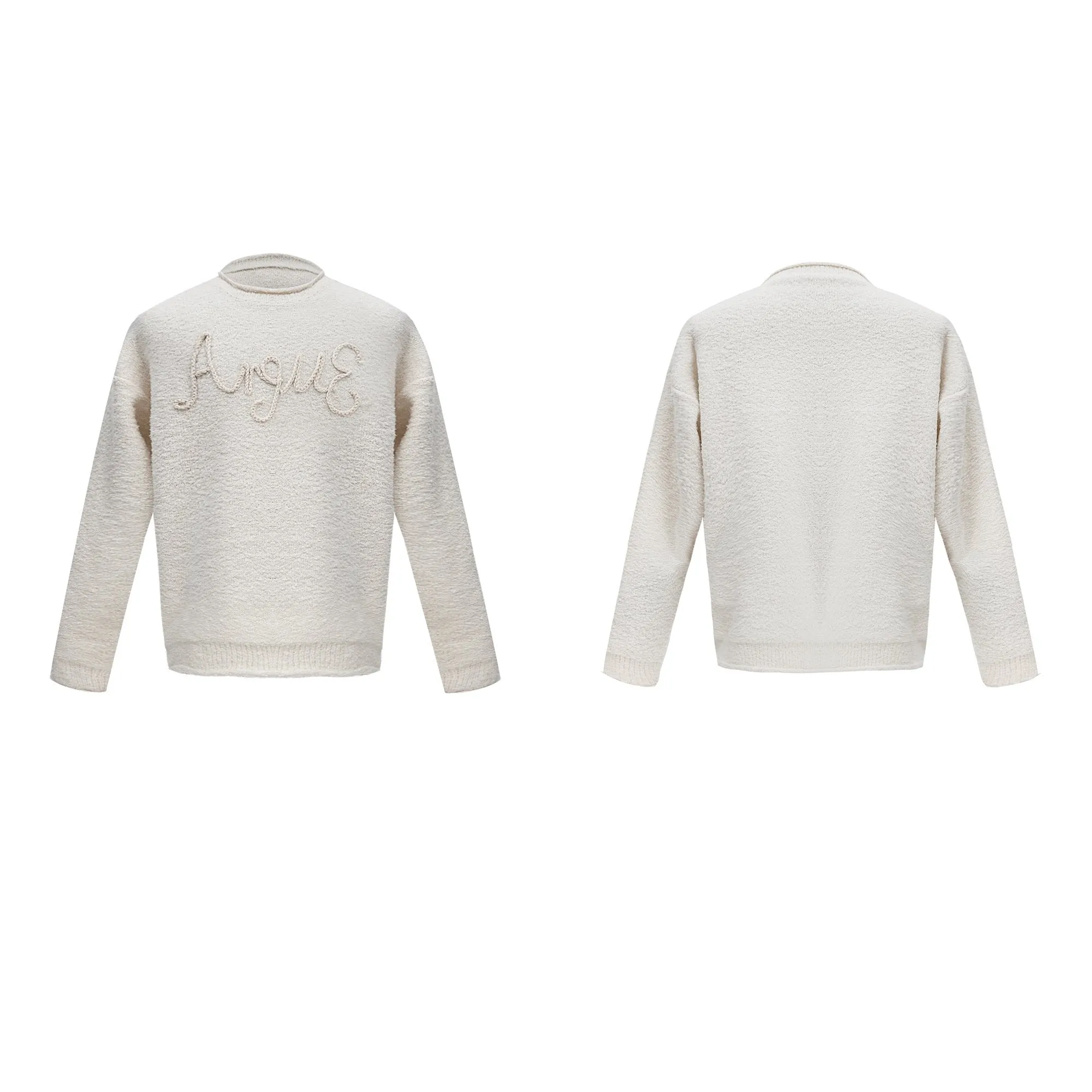 【24s Oct.】Plush 3D Embroidered Curled Hem Sweater