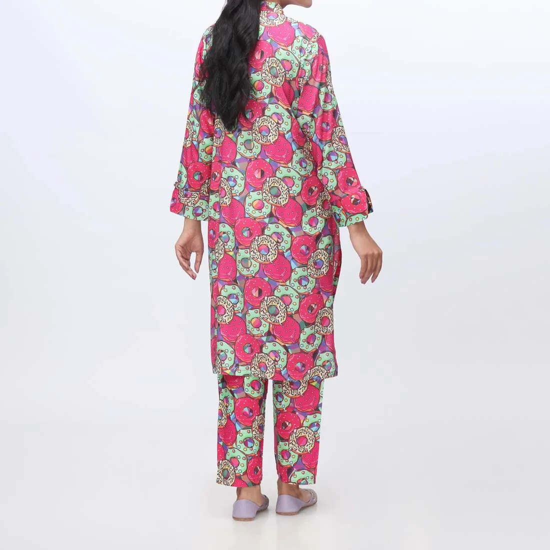 2PC- Printed Shamouze Silk Suit PW9019