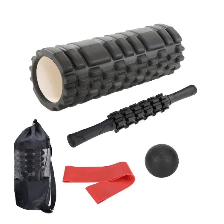 33cm 5pcs/set EVA Hollow Foam Roller Muscle Relaxation Roller Yoga Column Set Fitness Equipment(Black)