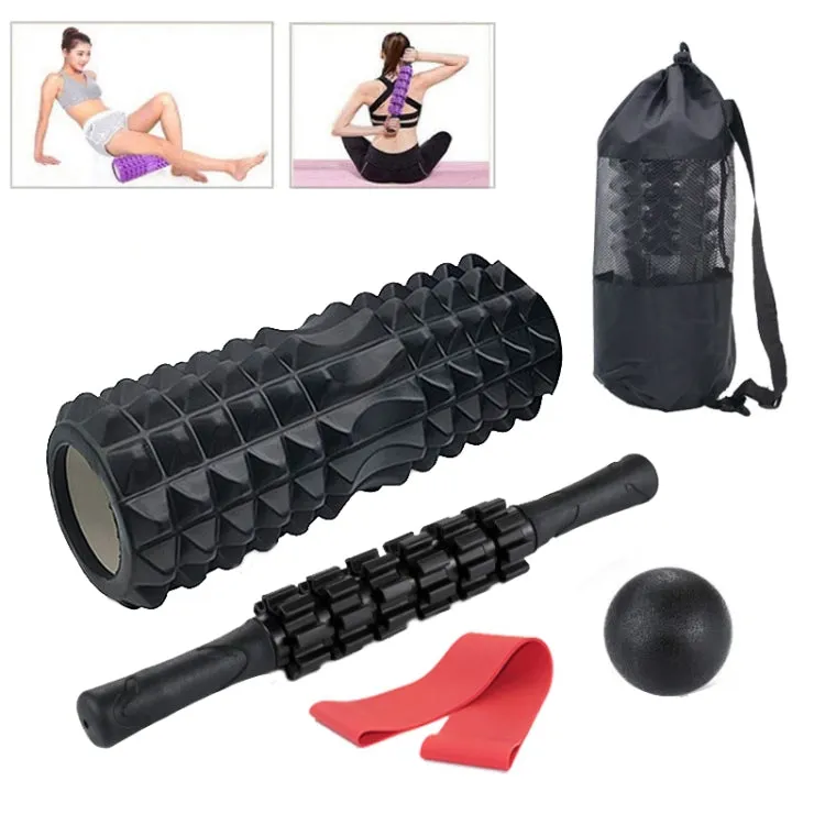 3pcs/set Crescent Hollow Foam Roller Yoga Column Set Fitness Muscle Relaxation Massager Set(45cm Blue)