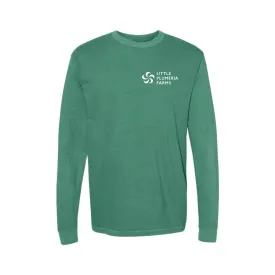 Adult Long Sleeve T-Shirt: Little Plumeria Farms Logo (Green)