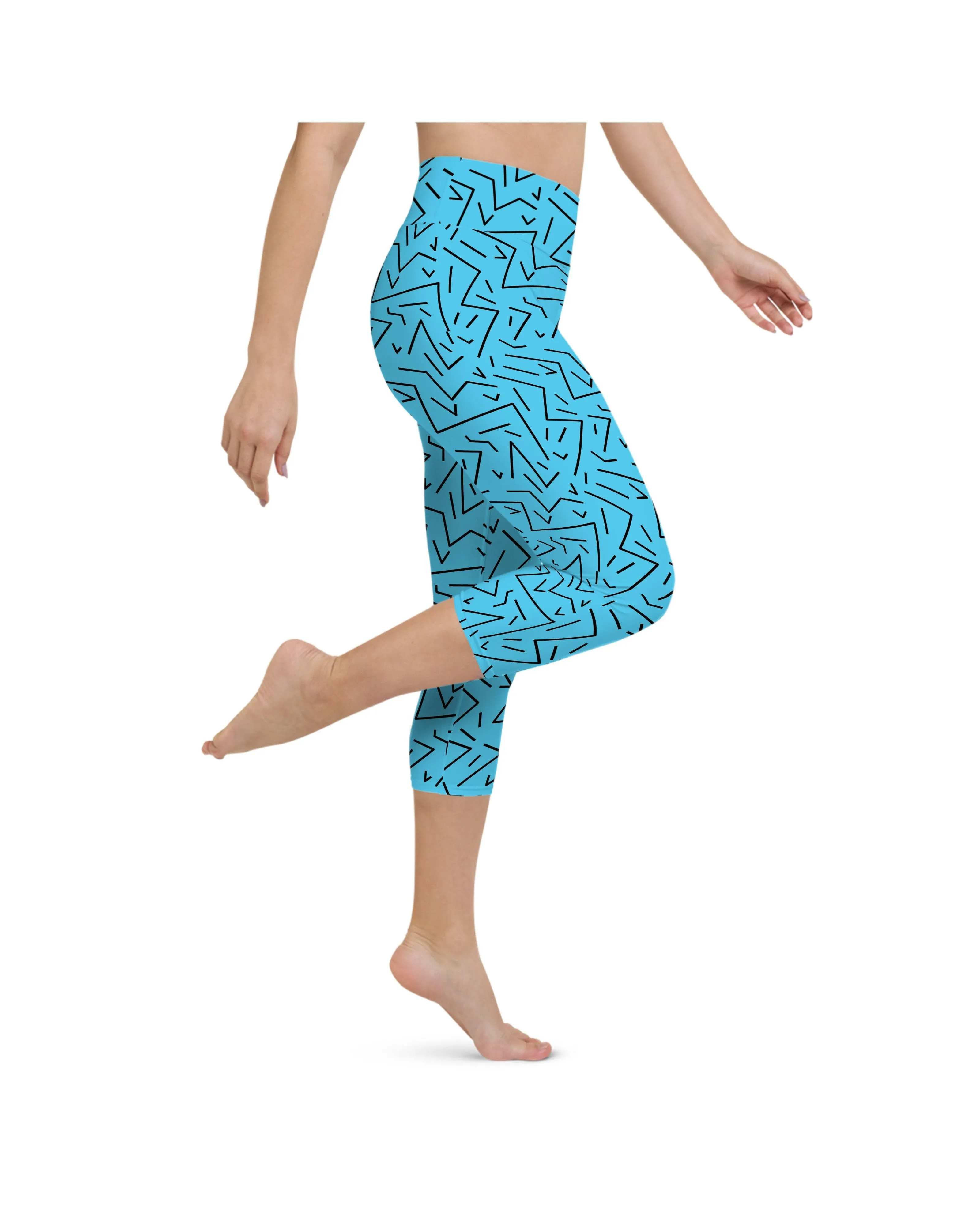 Aqua Black Line Yoga Capris