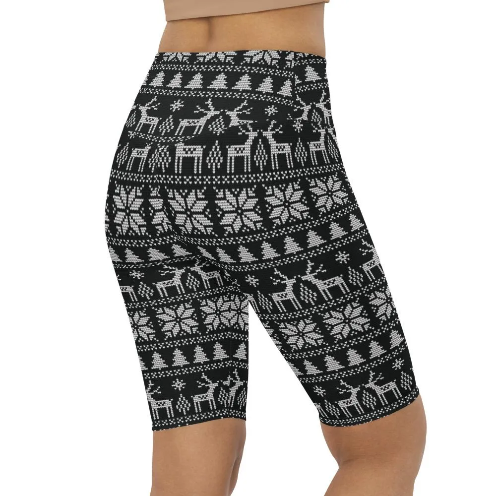 B&W Ugly Christmas Bike Shorts