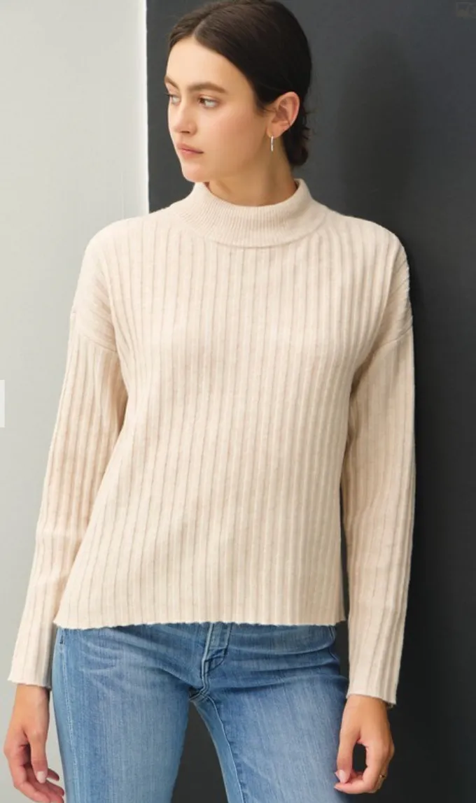 Be Cool Ultra Soft Chunky Ribbed Mock Neck Sweater