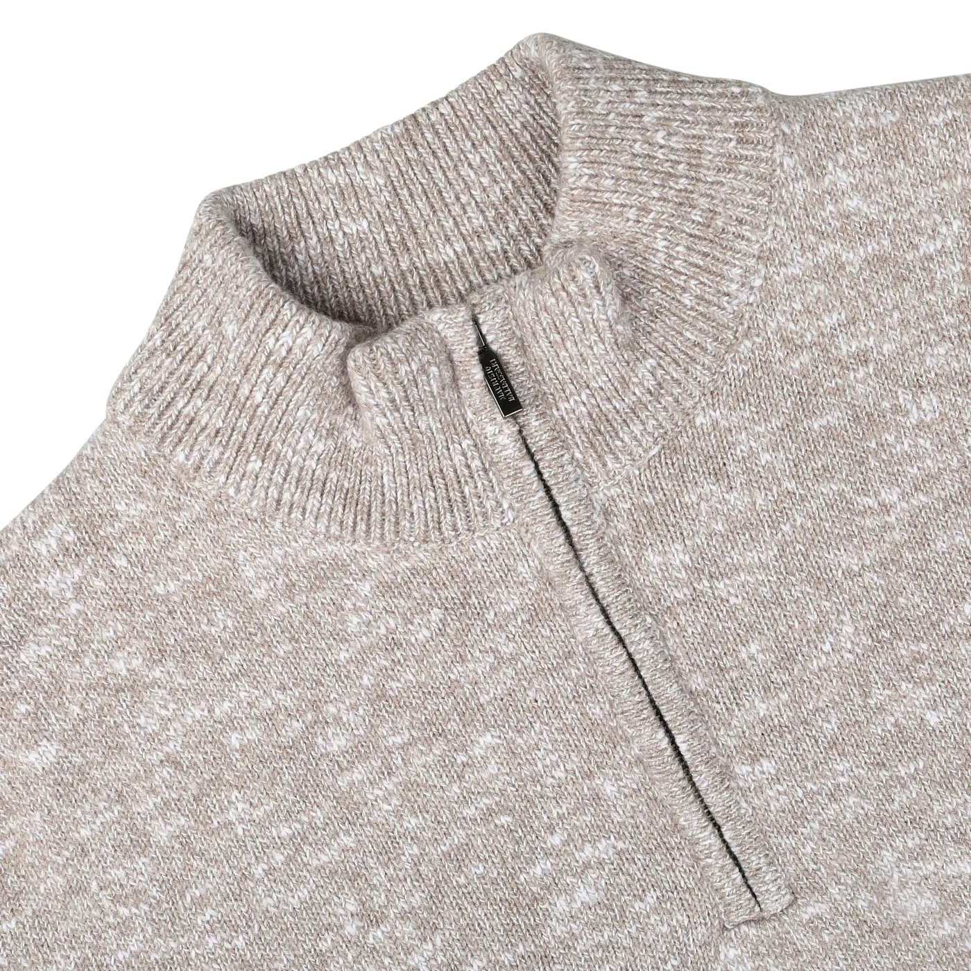 Beige Winter Wool Mouline 1/4 Zip Sweater