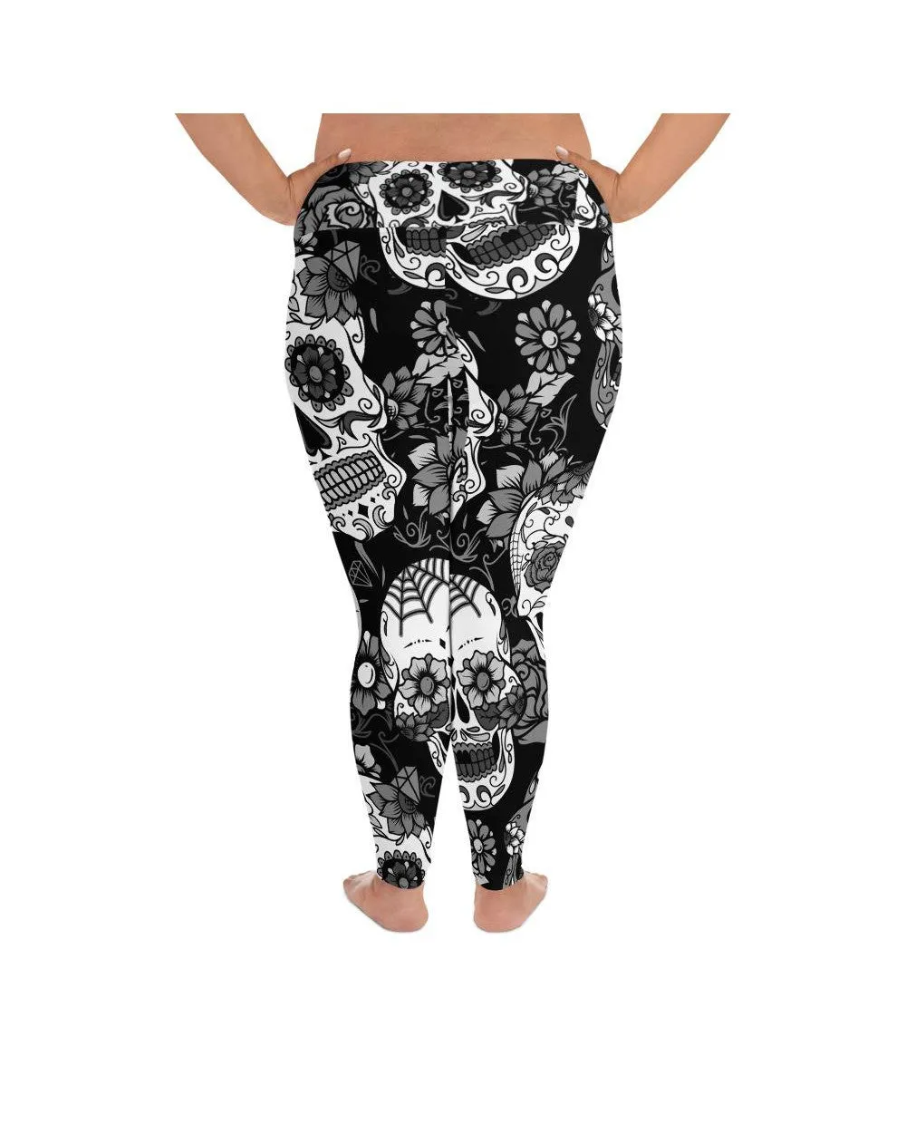 Black & White Sugar Skull Plus Size Leggings