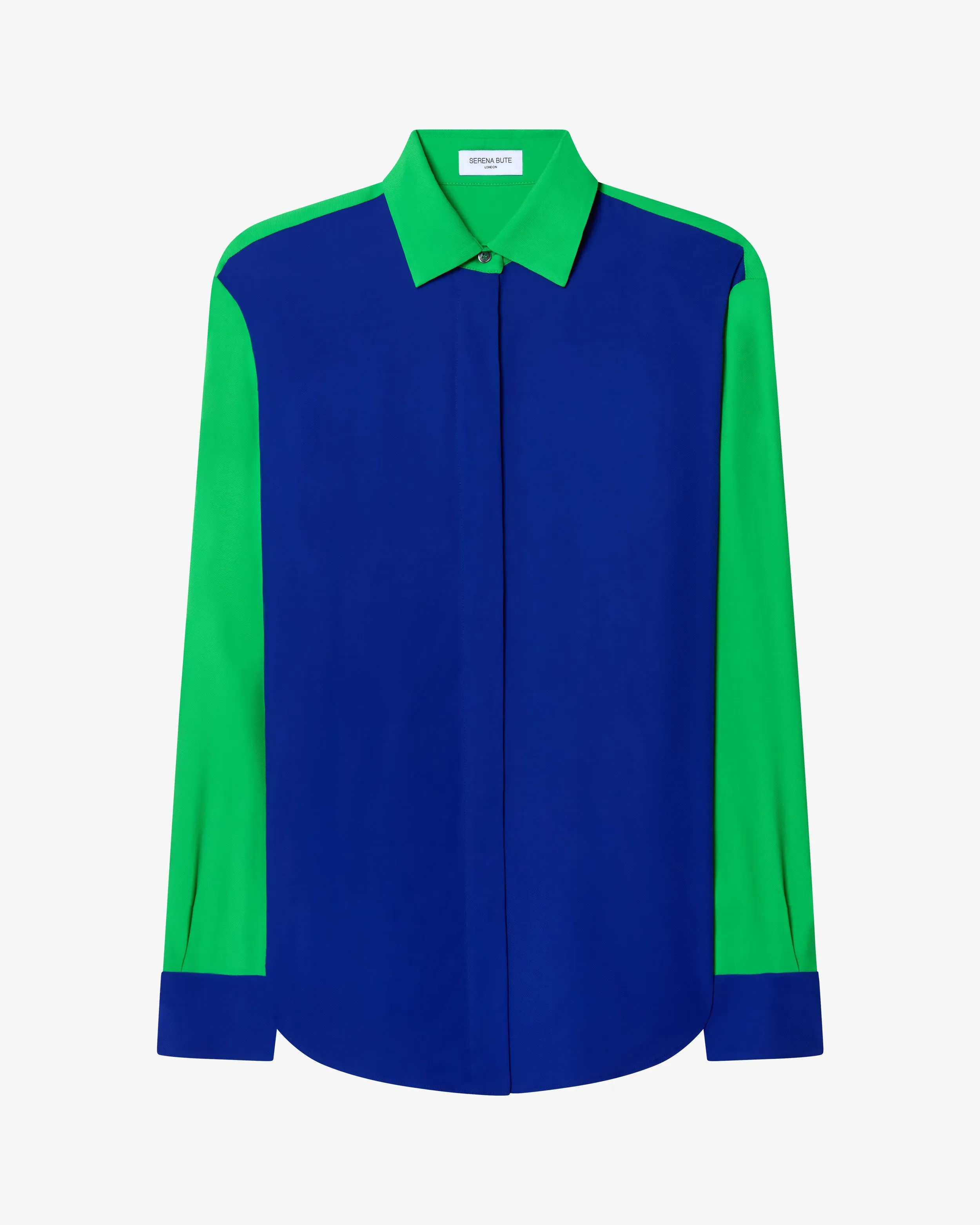 Colour Block Boyfriend Shirt - Cobalt Blue/Bright Green