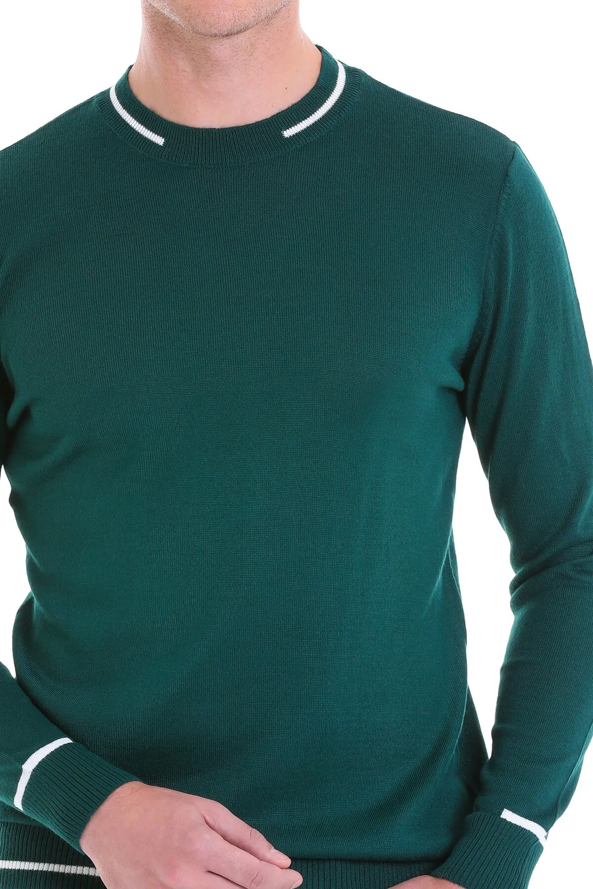 Comfort Fit Wool Blend Enamel Blue Crewneck Sweater