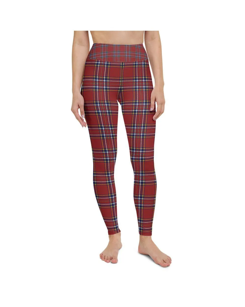 Deep Red Tartan Yoga Pants