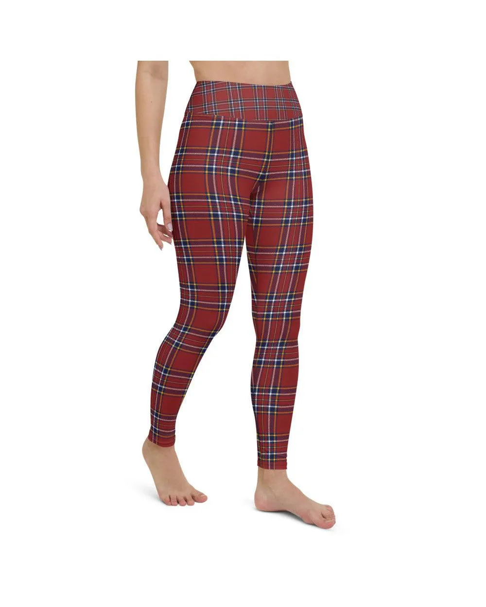 Deep Red Tartan Yoga Pants