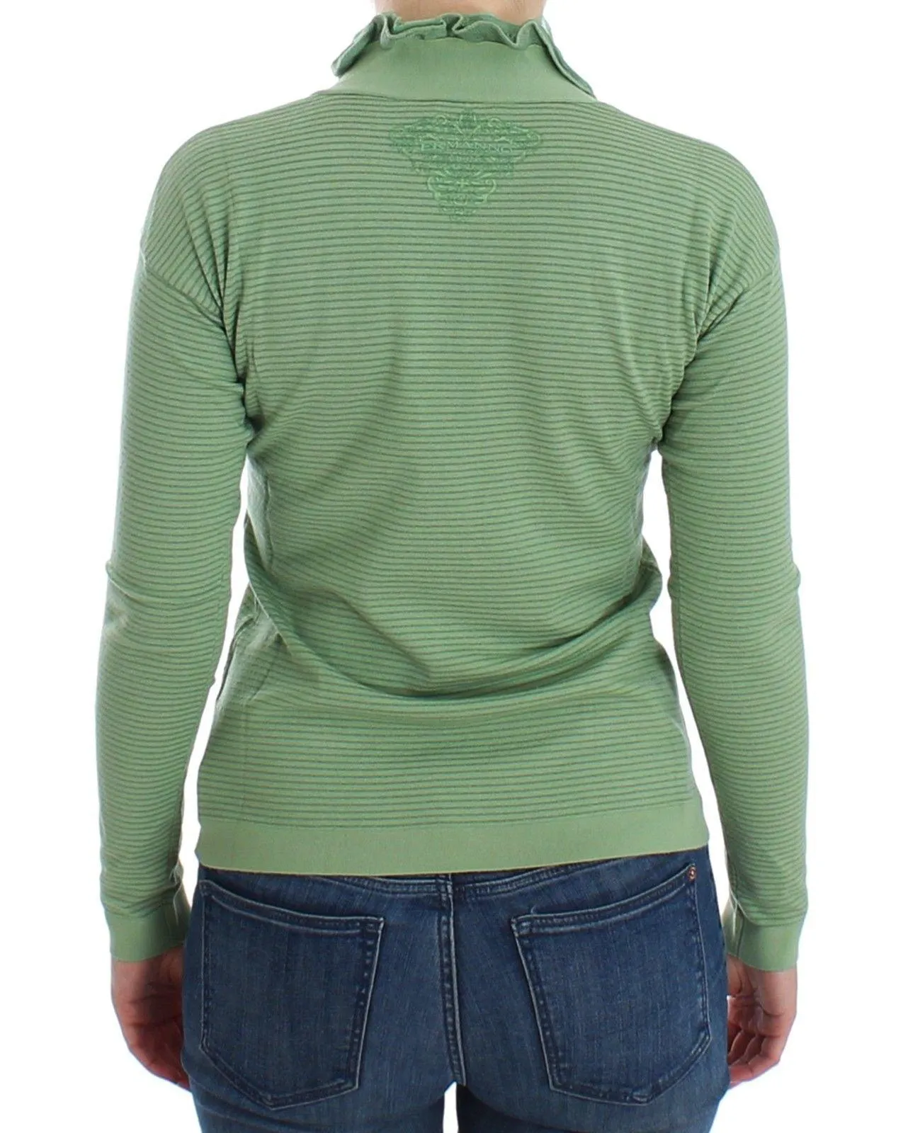 Ermanno Scervino Green Wool Blend Striped Long Sleeve Sweater