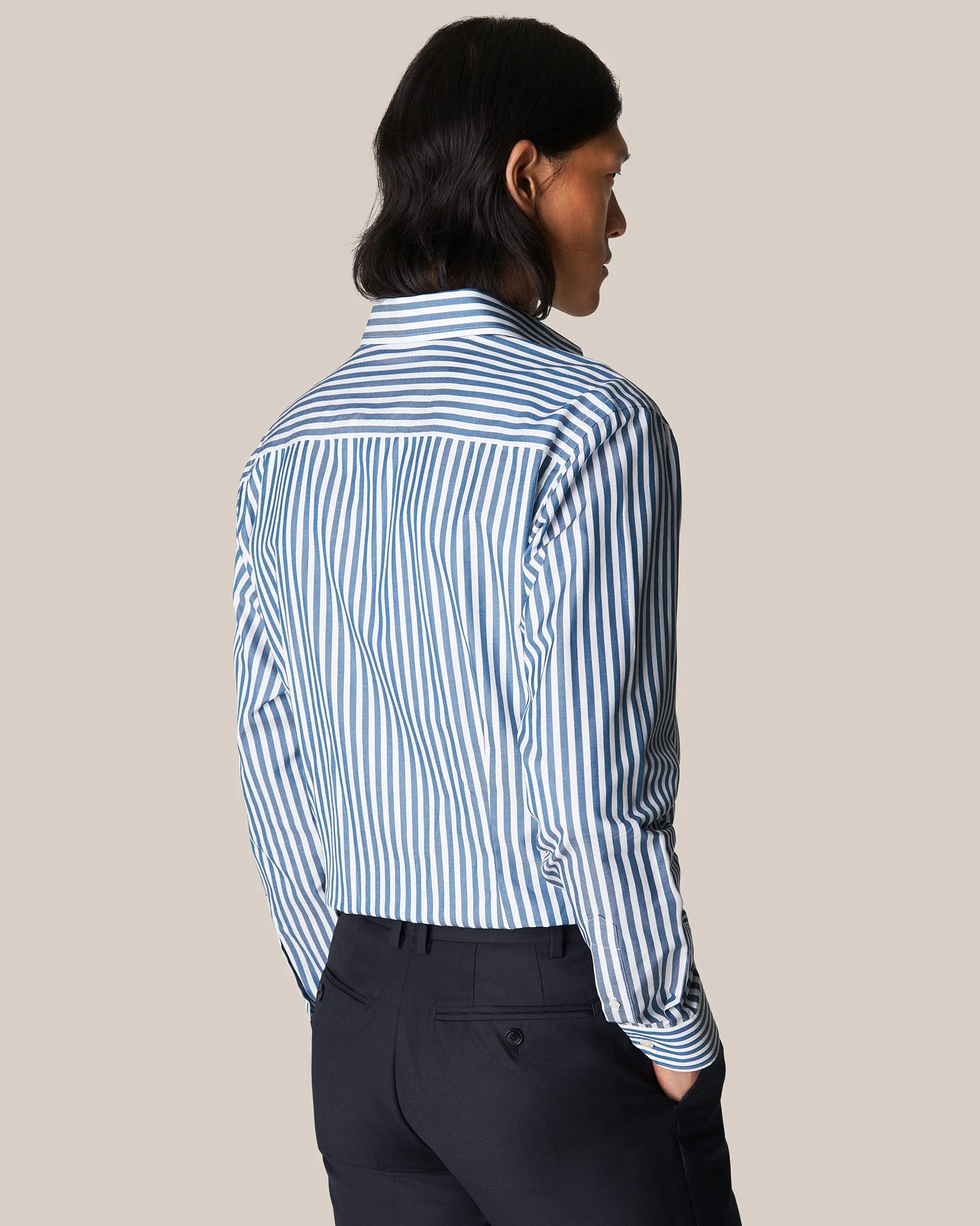 ETON 10000387427 D-BLUE STRIPE TWILL SLIM SC SHIRT