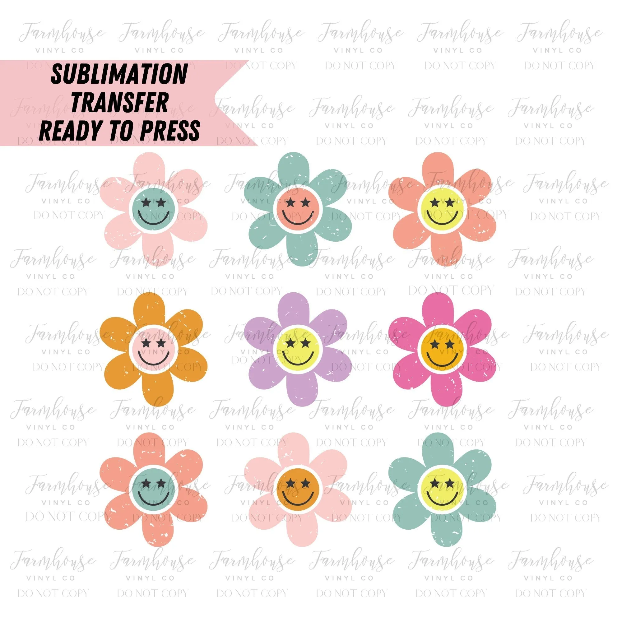 Floral  Retro  Ready to Press Sublimation Transfer