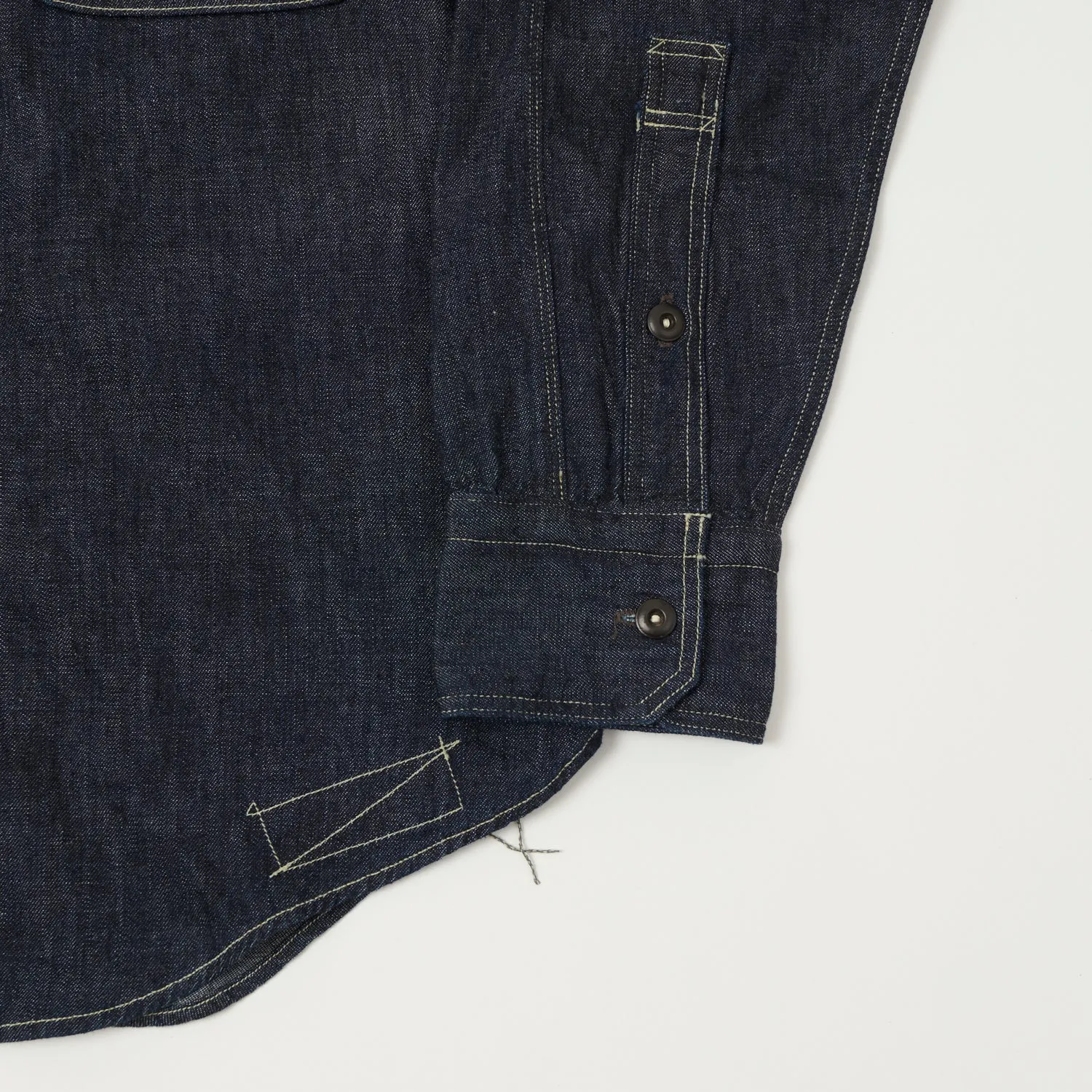 Freewheelers 'Diamond Cracker' 8oz L/S Denim Work Shirt - Indigo