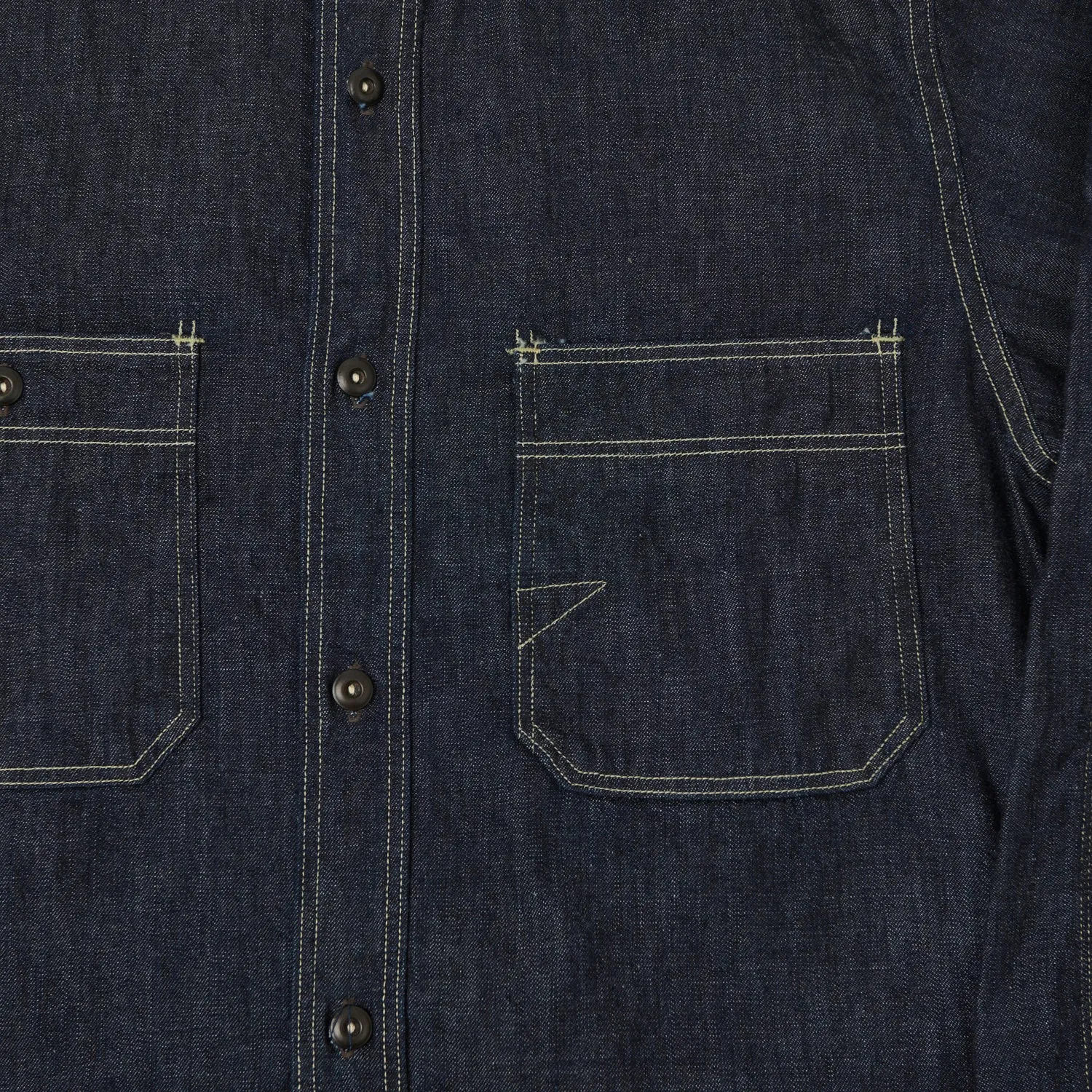 Freewheelers 'Diamond Cracker' 8oz L/S Denim Work Shirt - Indigo