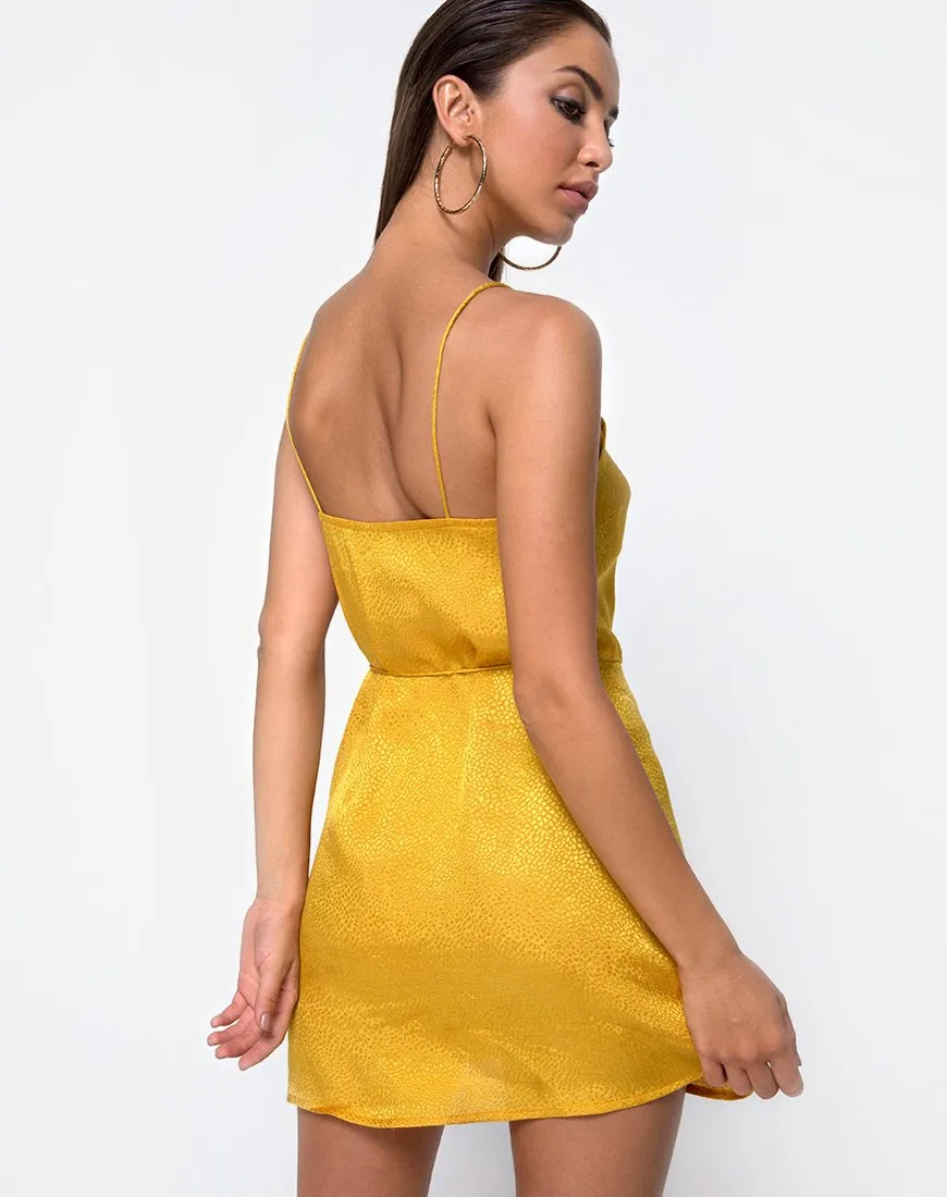 Furia Slip Dress in Satin Mustard