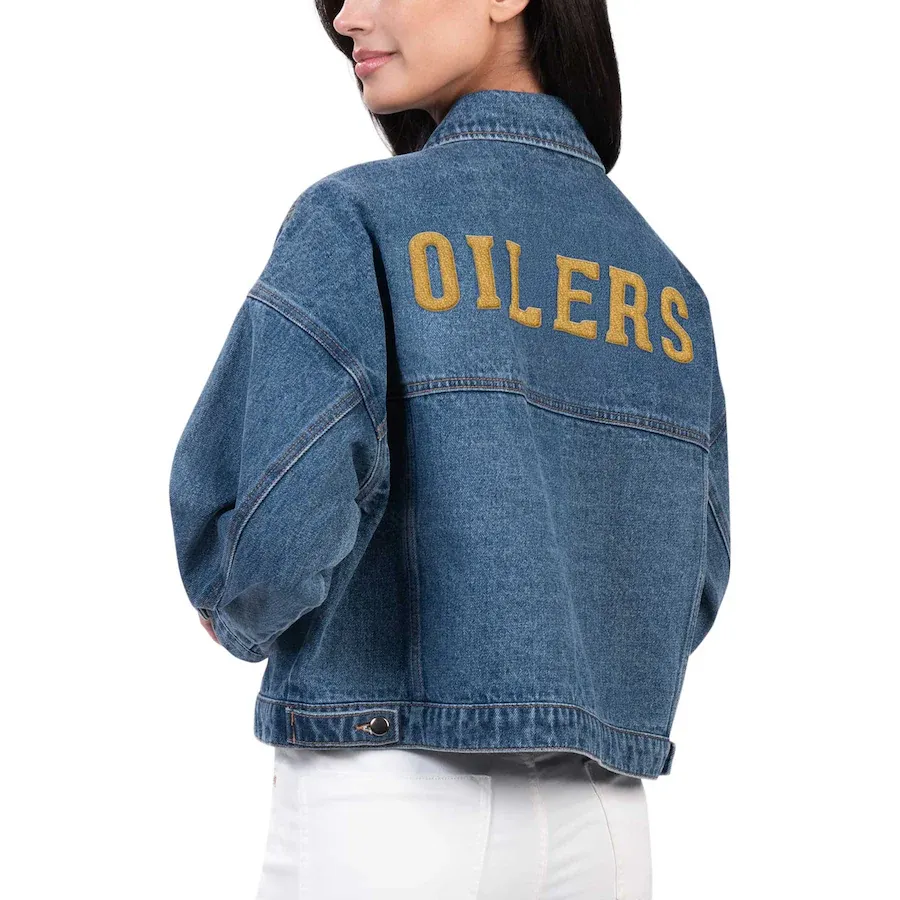 GIII Women's NHL Edmonton Oilers Denim Jacket