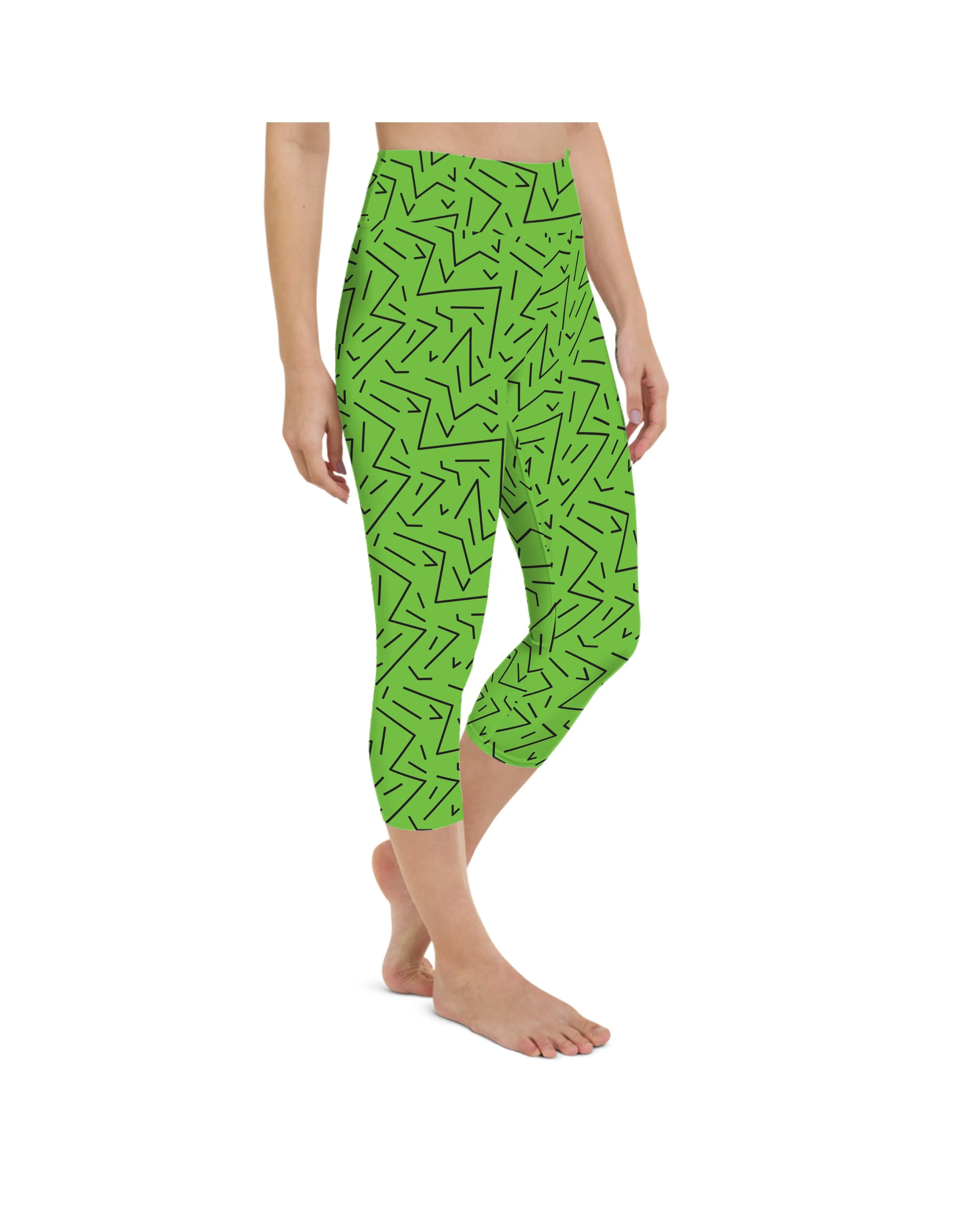 Green Black Line Yoga Capris