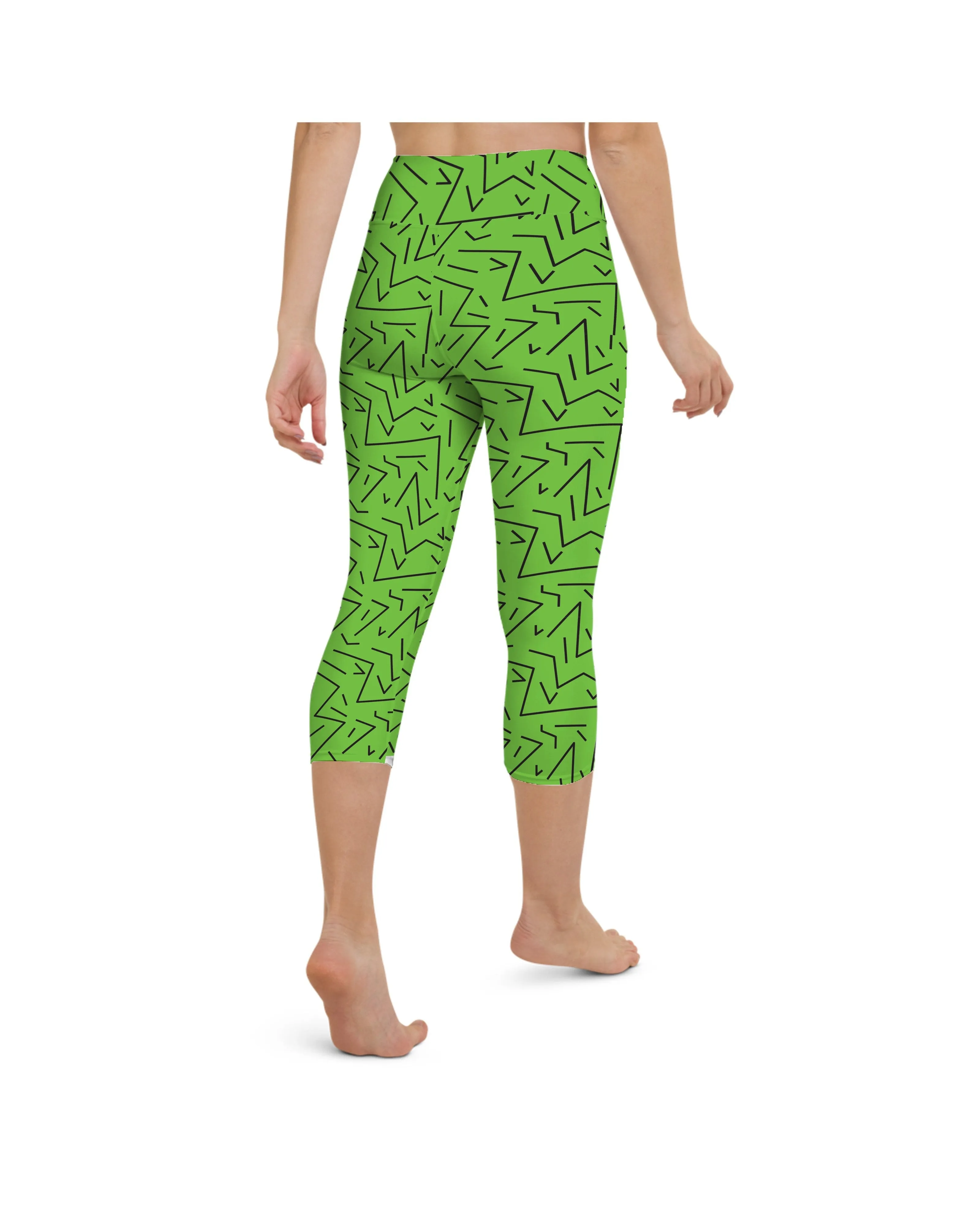 Green Black Line Yoga Capris