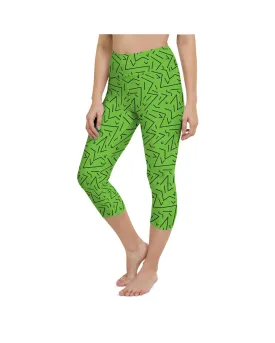 Green Black Line Yoga Capris