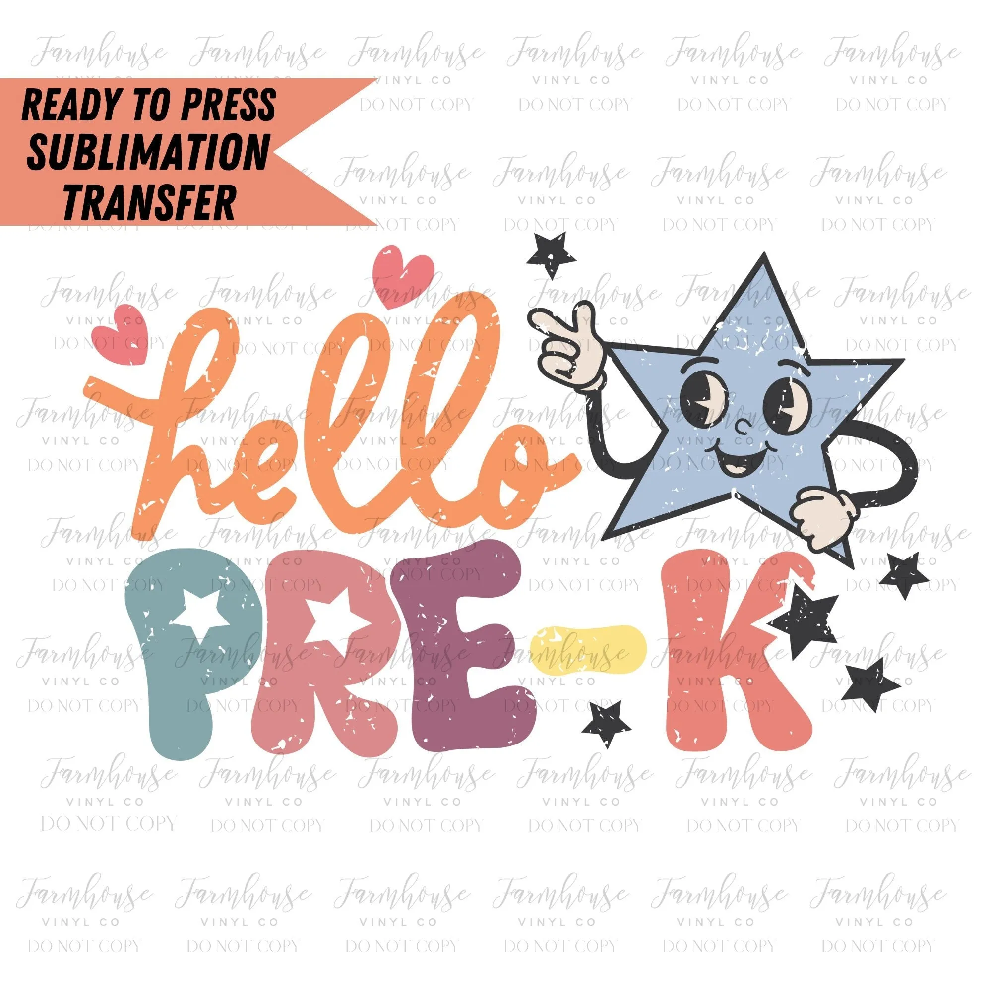 Hello Second Grade Retro Star, Ready to Press Sublimation Transfer, Sublimation Transfer, Heat Transfer, Ready to Press, First Day of School