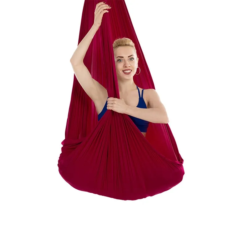 Household Handstand Elastic Stretching Rope Aerial Yoga Hammock Set(Wine Red)