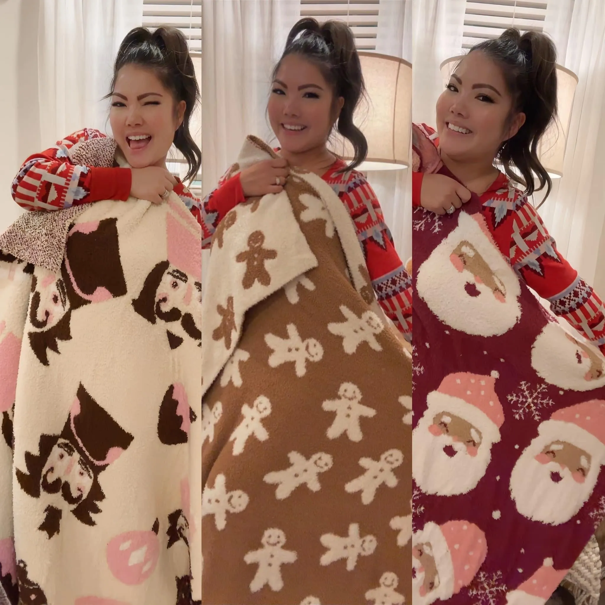 Jady K “Beyond the Cloud” Modern Holiday Blankets - Santa, Nutcracker, Gingerbread