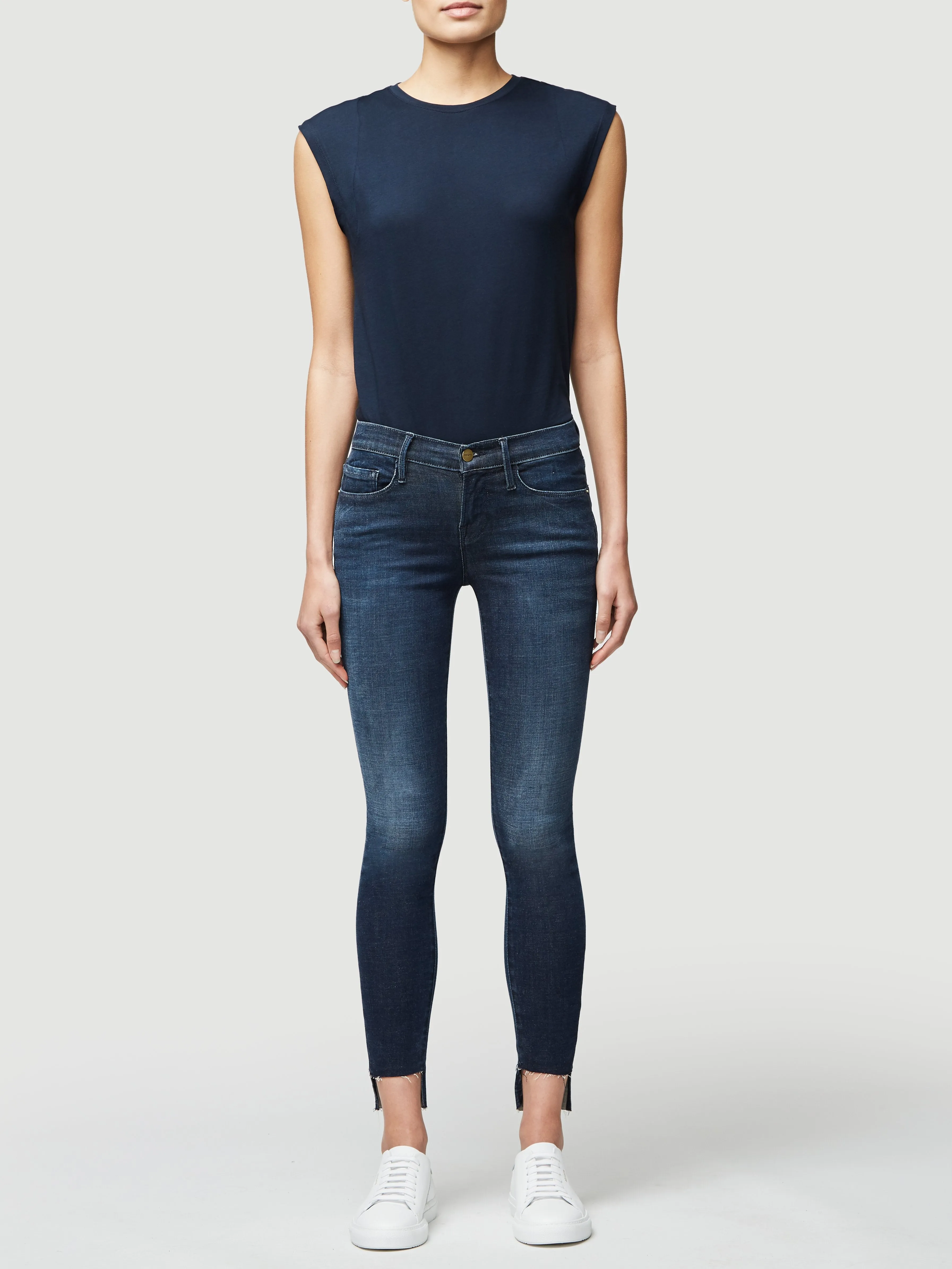 Le Mid Rise Muscle Tee -- Navy