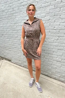 Leopard Half Zip Mini Dress