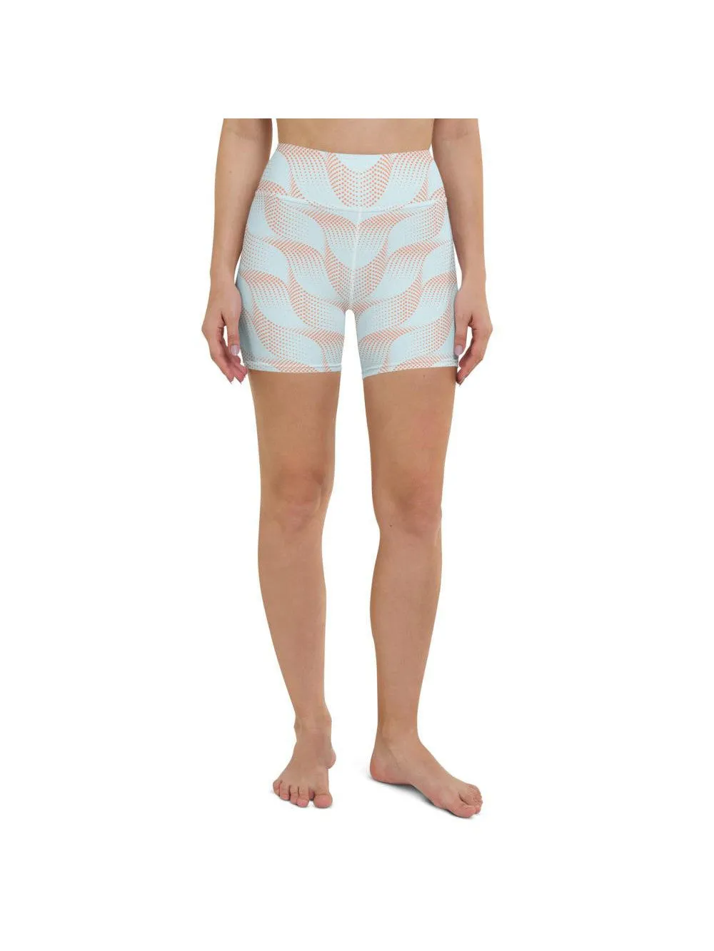 Light Blue & Apricot Wave Yoga Shorts