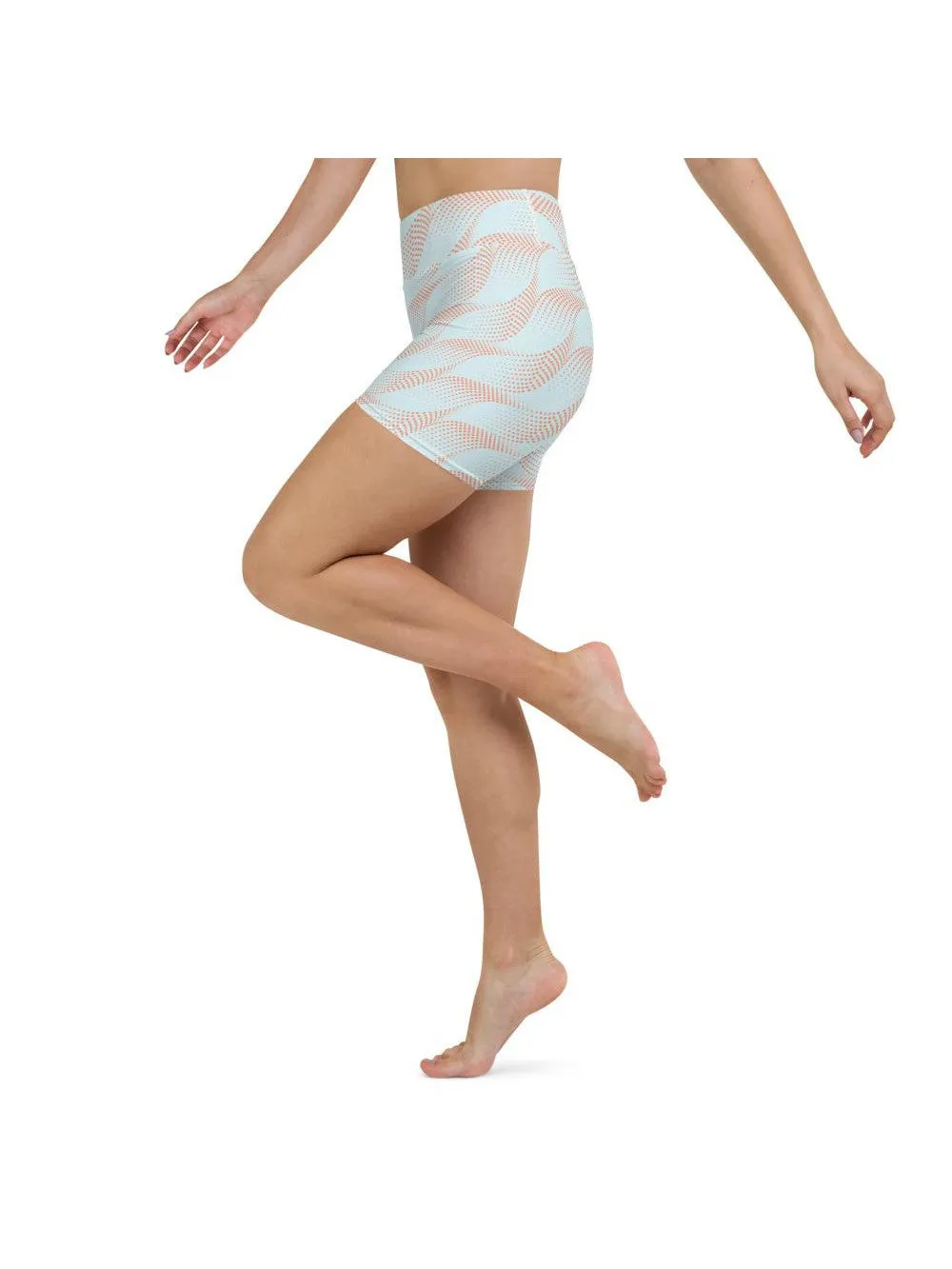 Light Blue & Apricot Wave Yoga Shorts