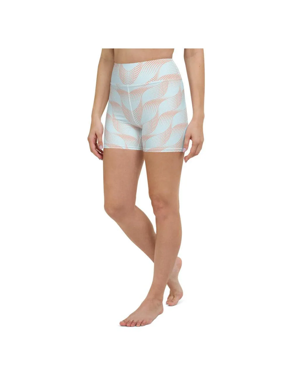 Light Blue & Apricot Wave Yoga Shorts