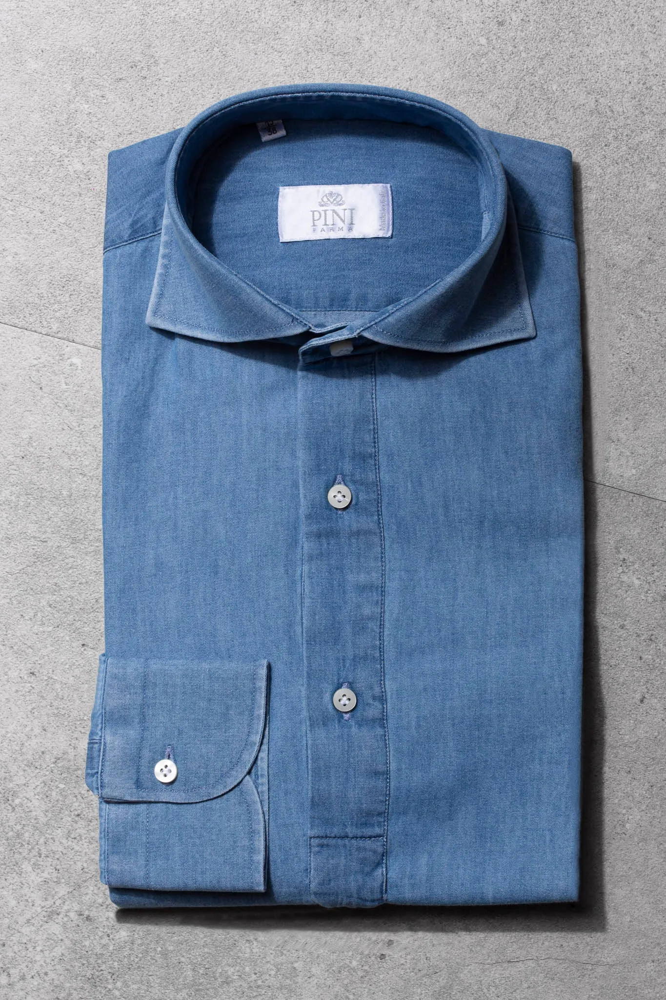 Light blue denim popover shirt - Made in Italy