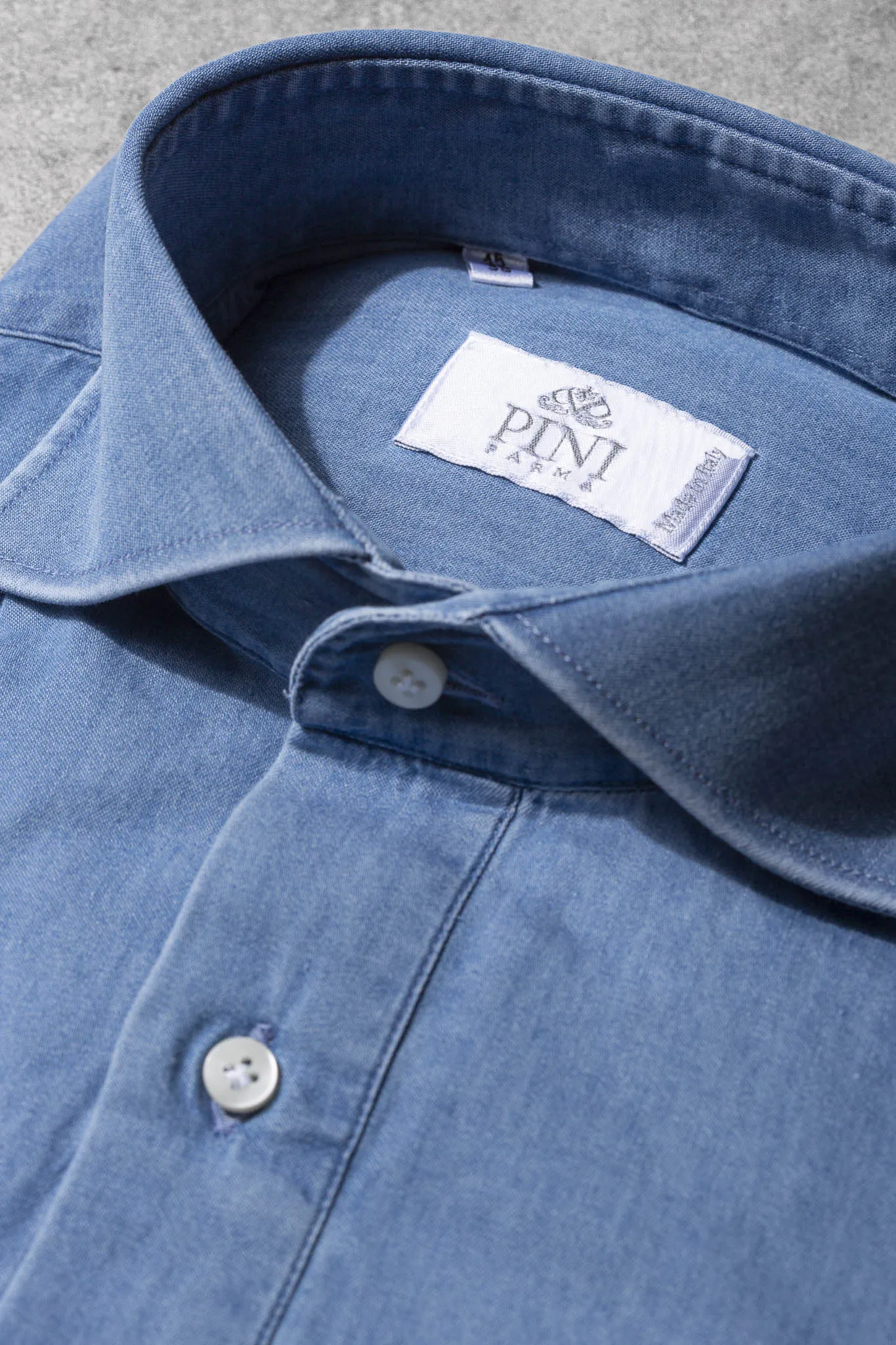 Light blue denim popover shirt - Made in Italy