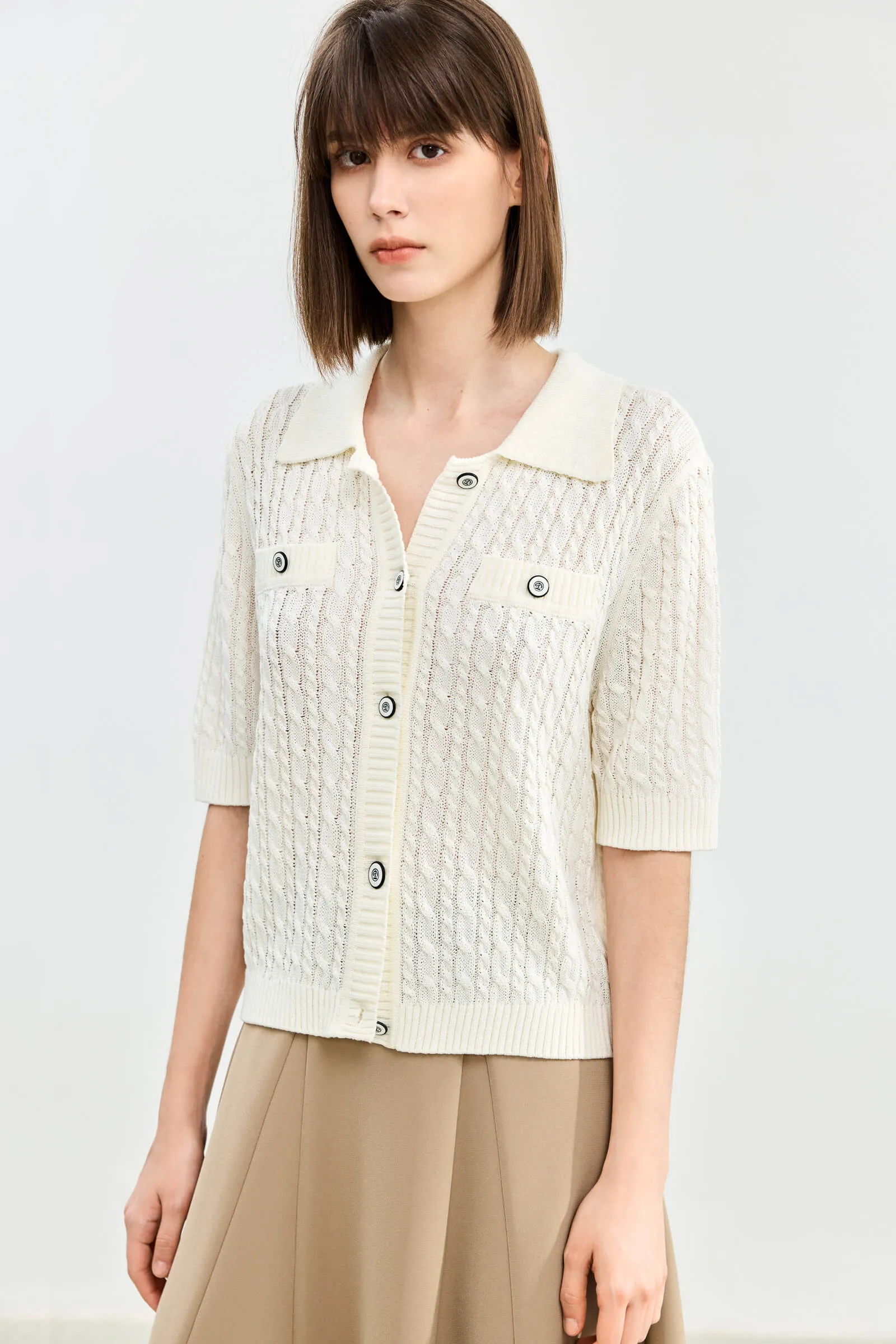 LILY French Lazy Short Sleeve Knit Sweater