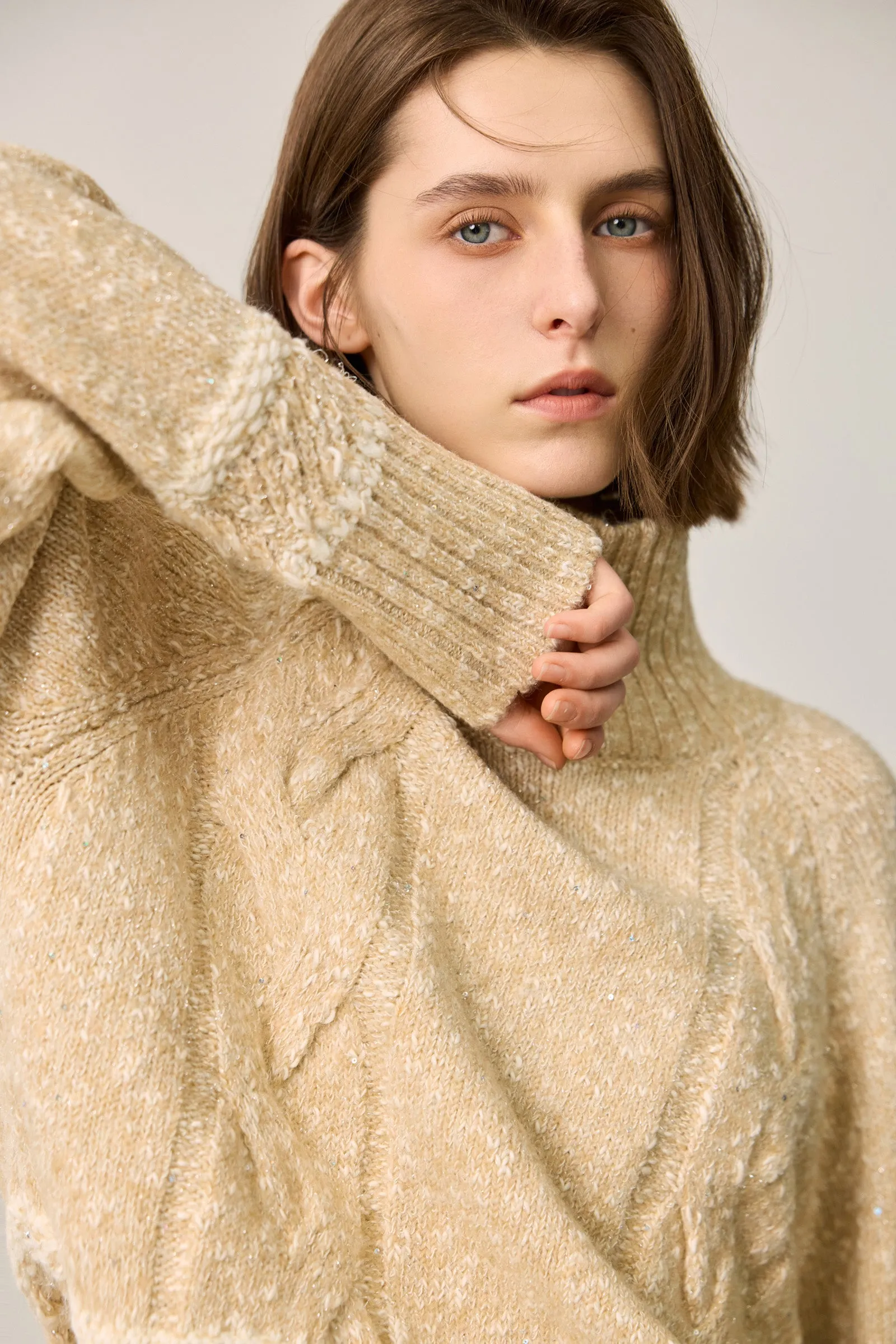 LILY Textured High Neck Sweater