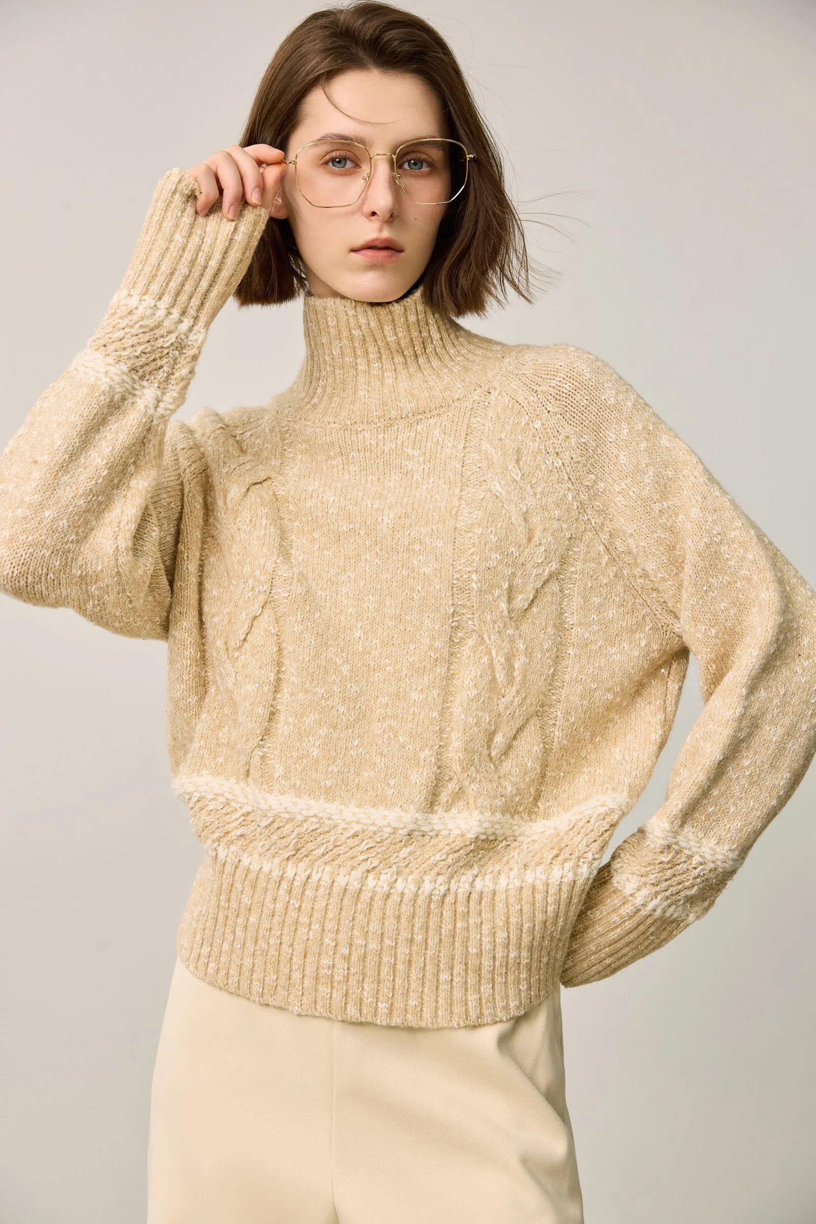 LILY Textured High Neck Sweater