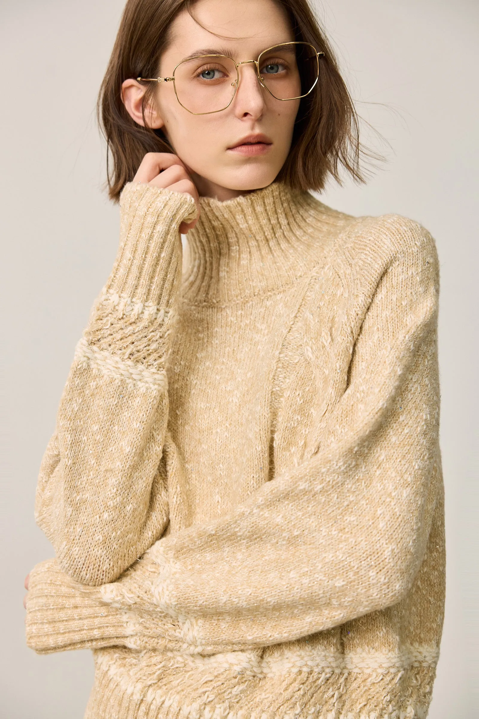 LILY Textured High Neck Sweater