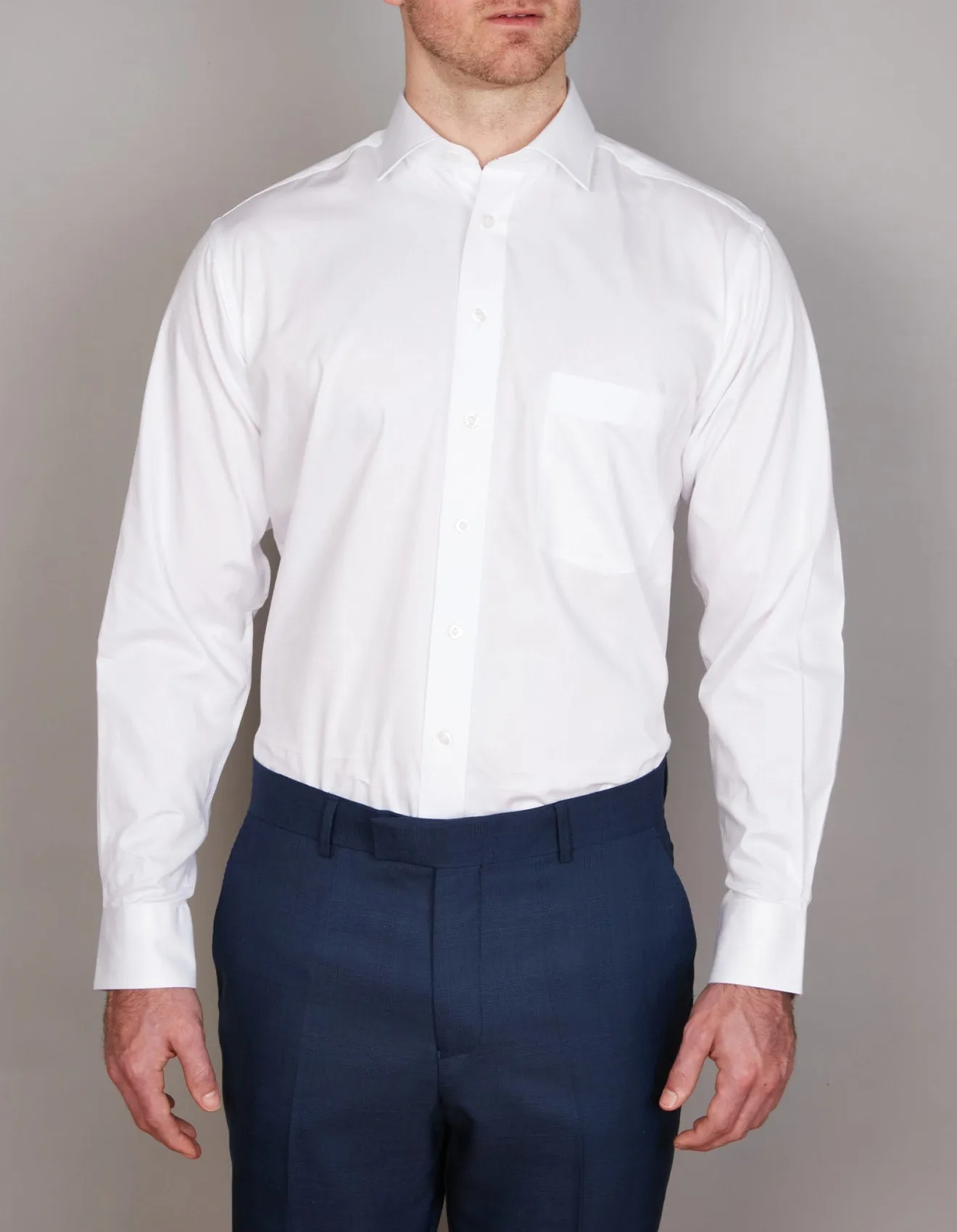 Long Sleeve Business Shirt - Dobby - White