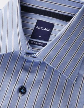 Long Sleeve Business Shirt - Oxford - Striped - Cornflower Blue