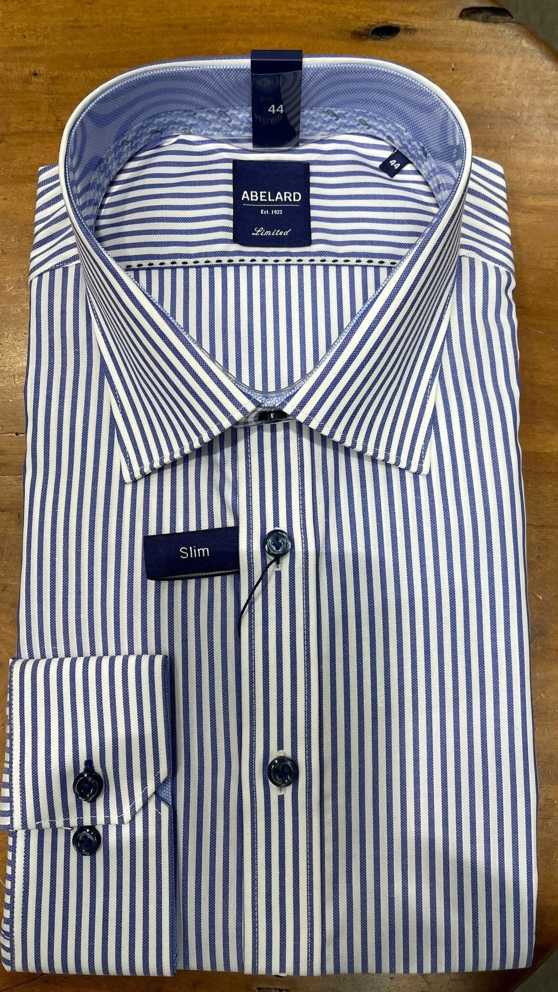 Long Sleeve Business Shirt - Stripe - Navy & White