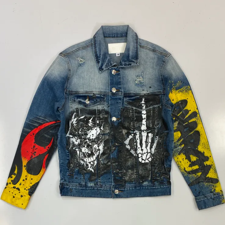 Mackeen- anarchy printed denim jacket (blue)