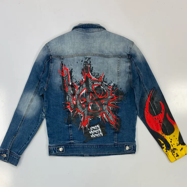 Mackeen- anarchy printed denim jacket (blue)