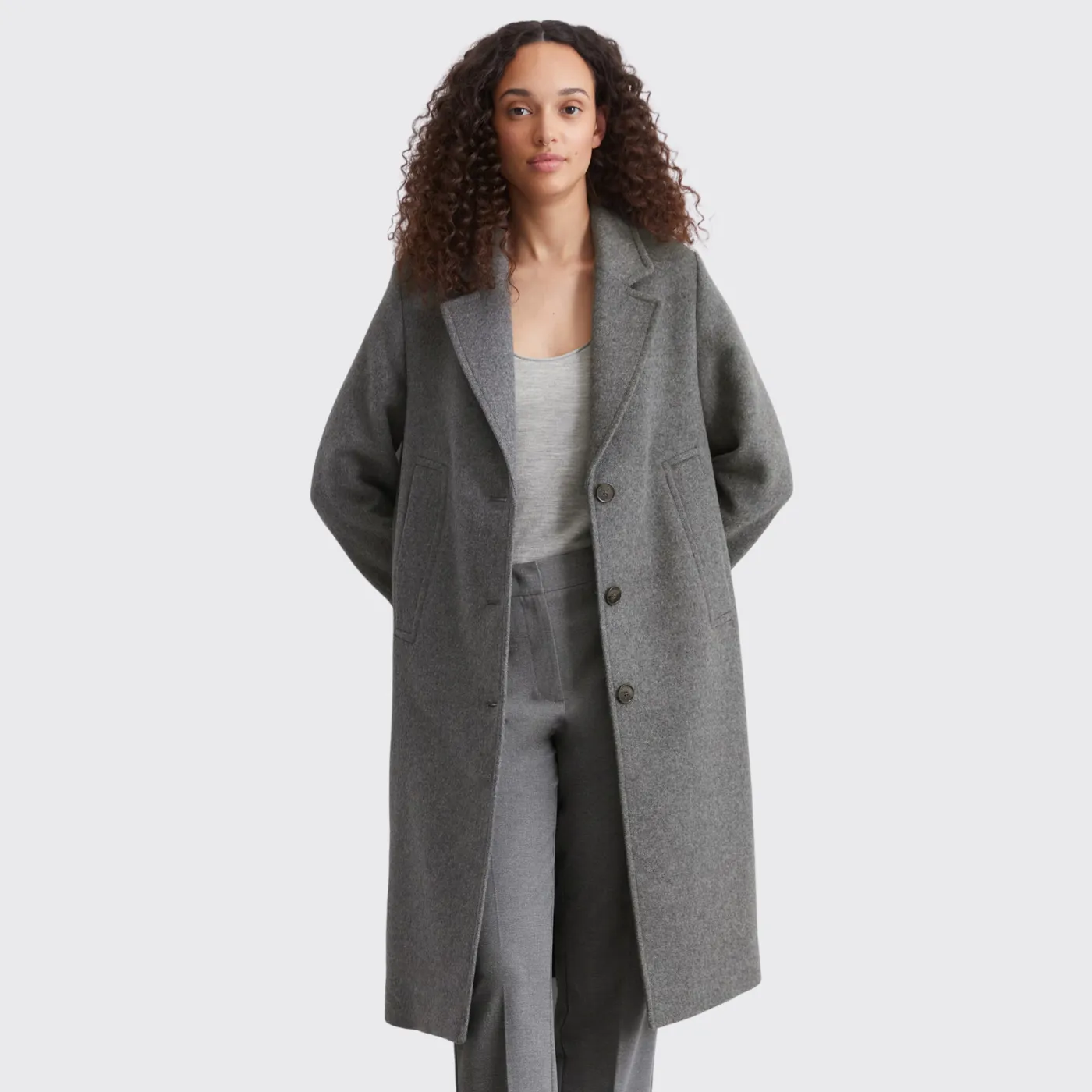 Marc O’Polo Wool Coat  | Grey / Camel