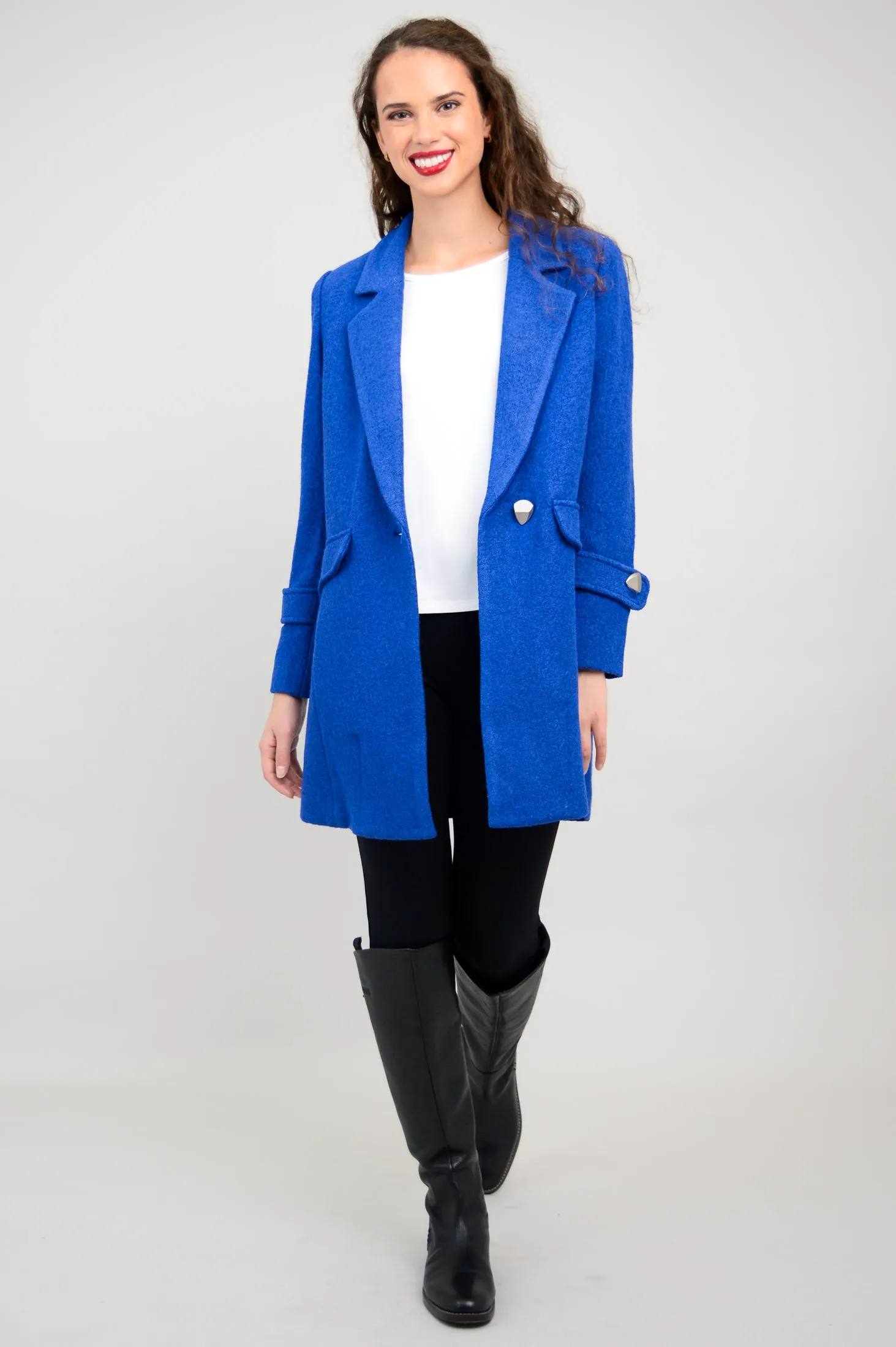 Milan Coat, Cobalt, Boiled Wool