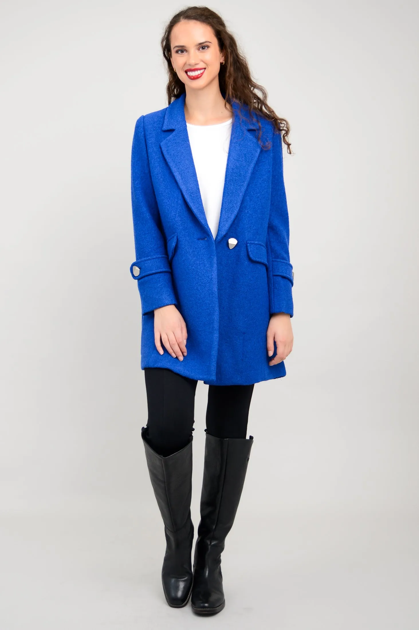 Milan Coat, Cobalt, Boiled Wool