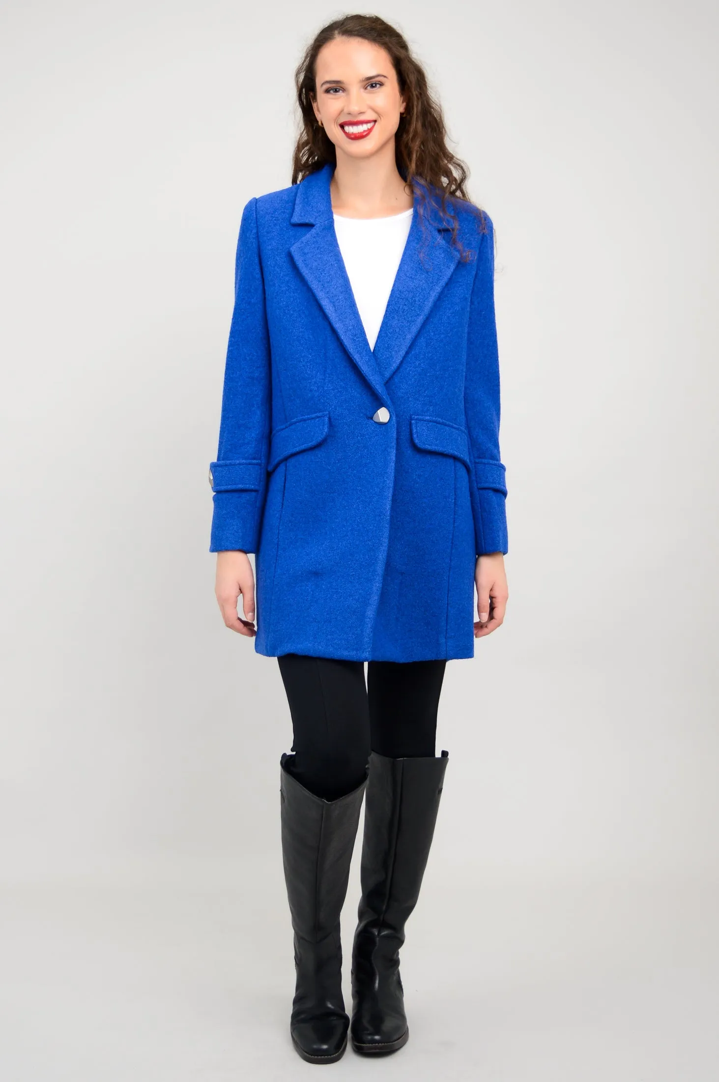 Milan Coat, Cobalt, Boiled Wool