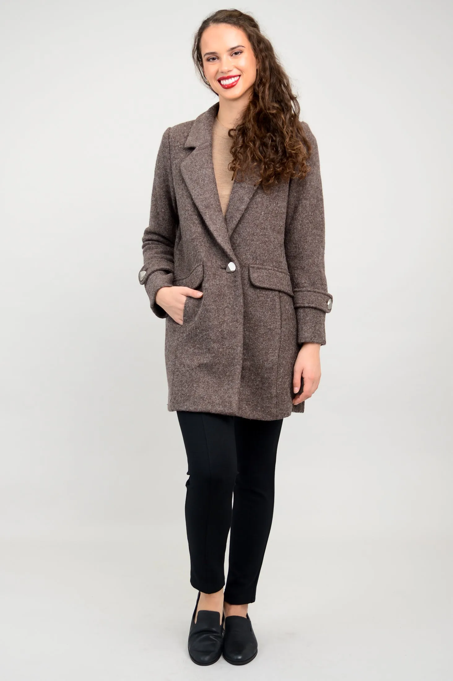 Milan Coat, Mocha, Boiled Wool