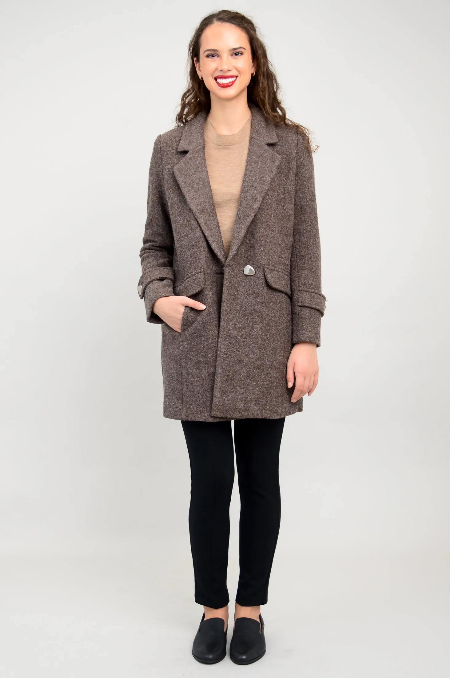 Milan Coat, Mocha, Boiled Wool