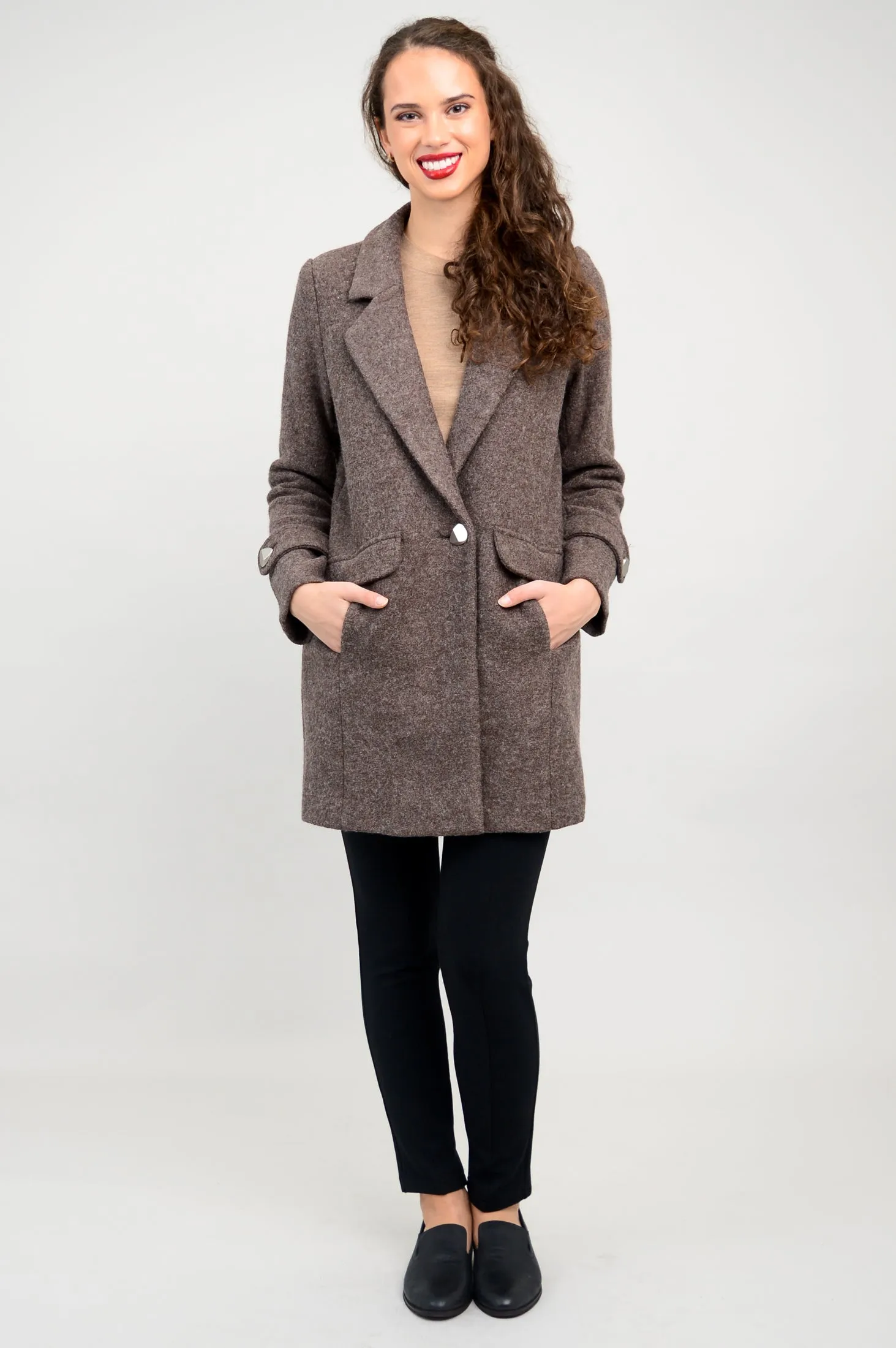 Milan Coat, Mocha, Boiled Wool